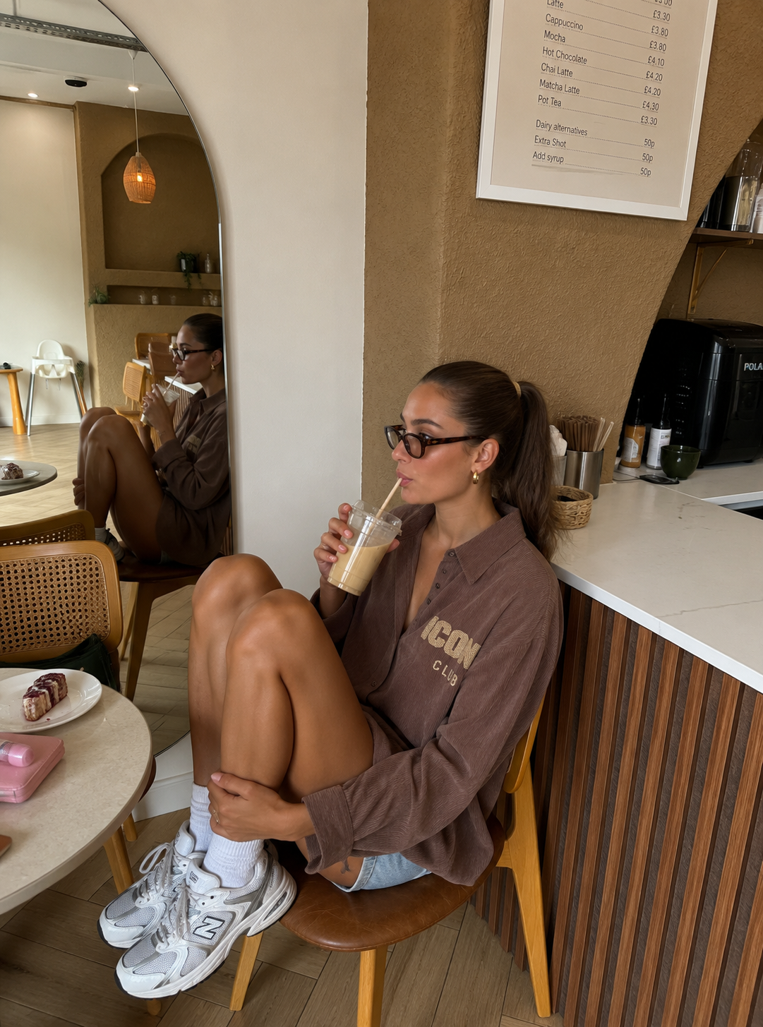 Rib blouse iconic Brown
