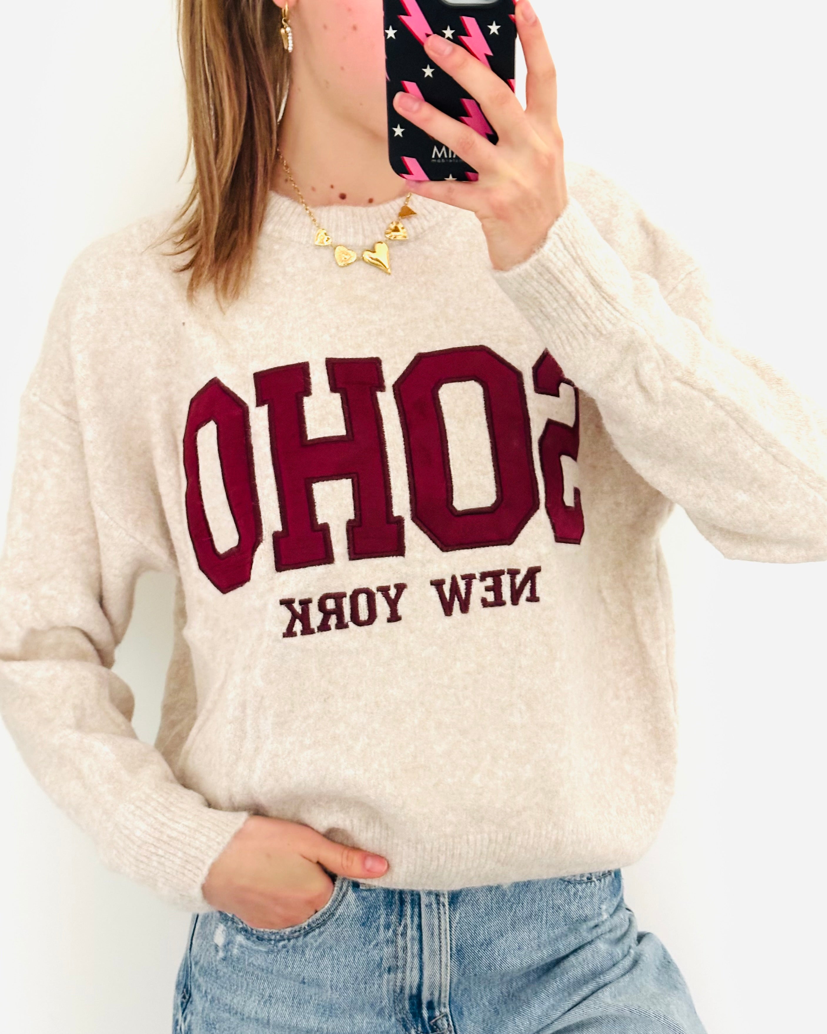 SOHO trui off white Bordeaux