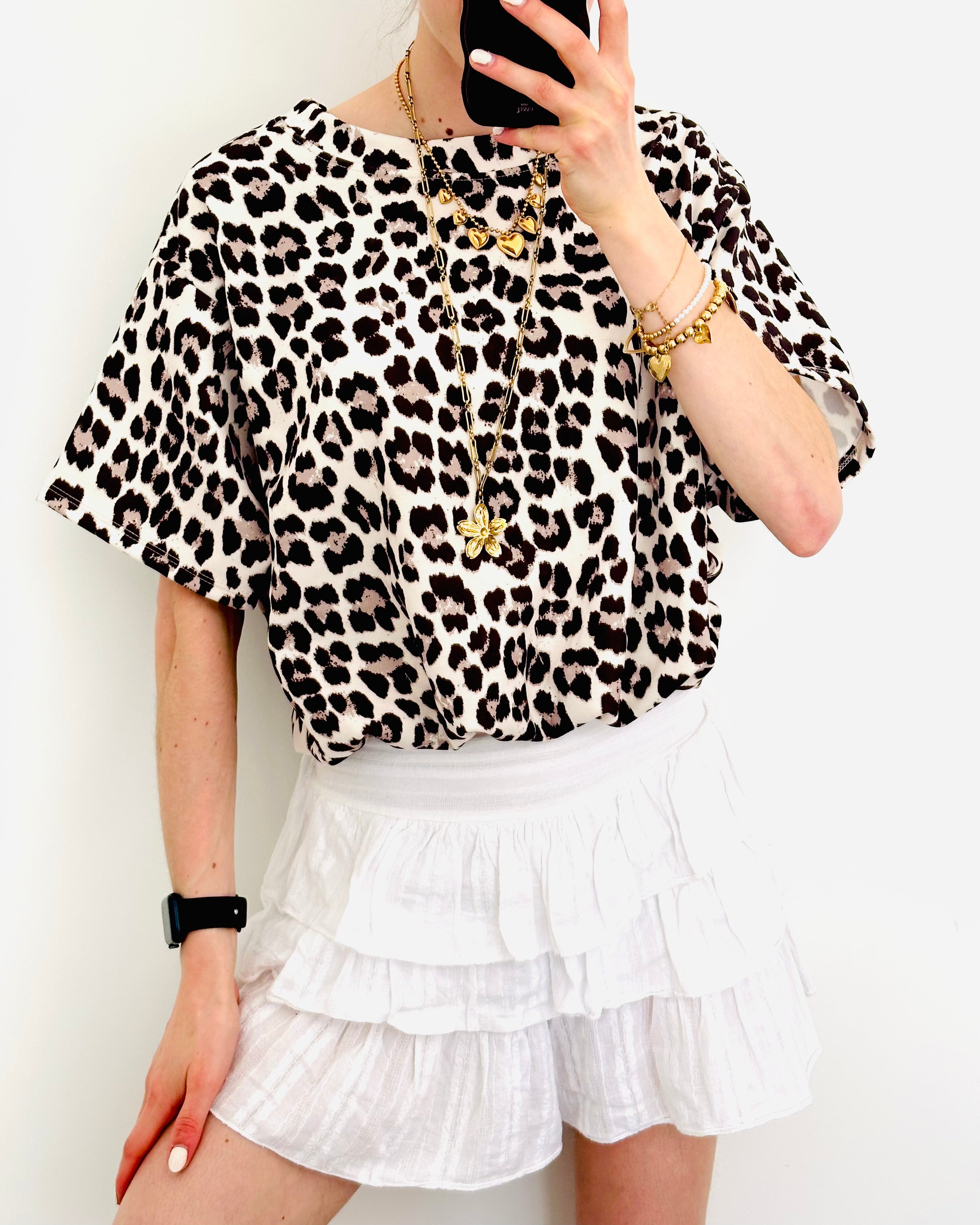 Soft fit top leopard