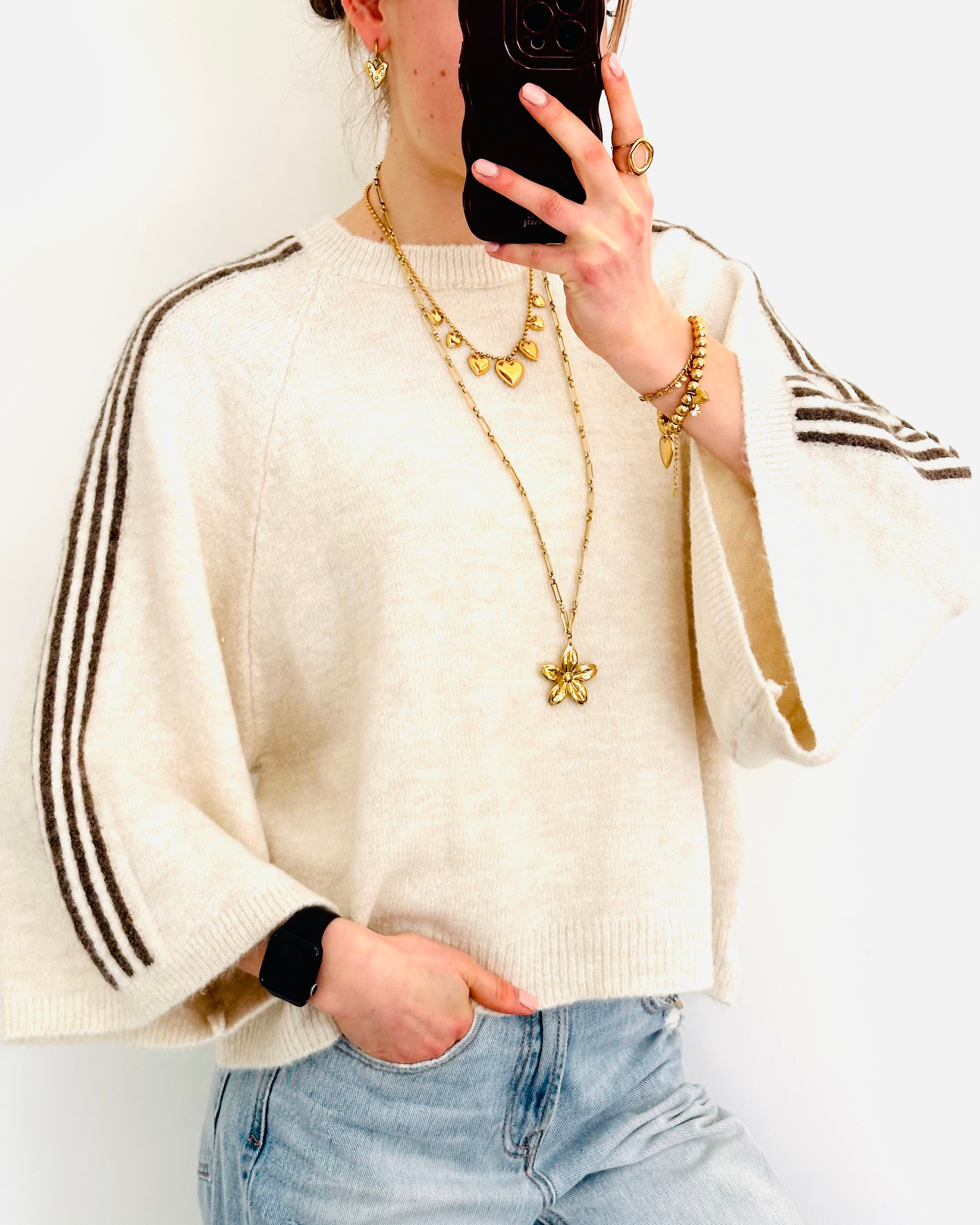 Mave knit white taupe