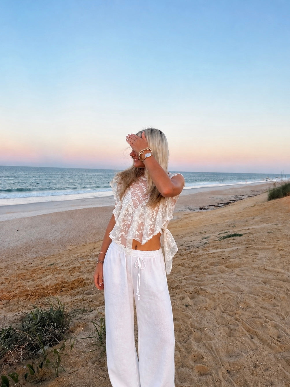 Limited lace bow top