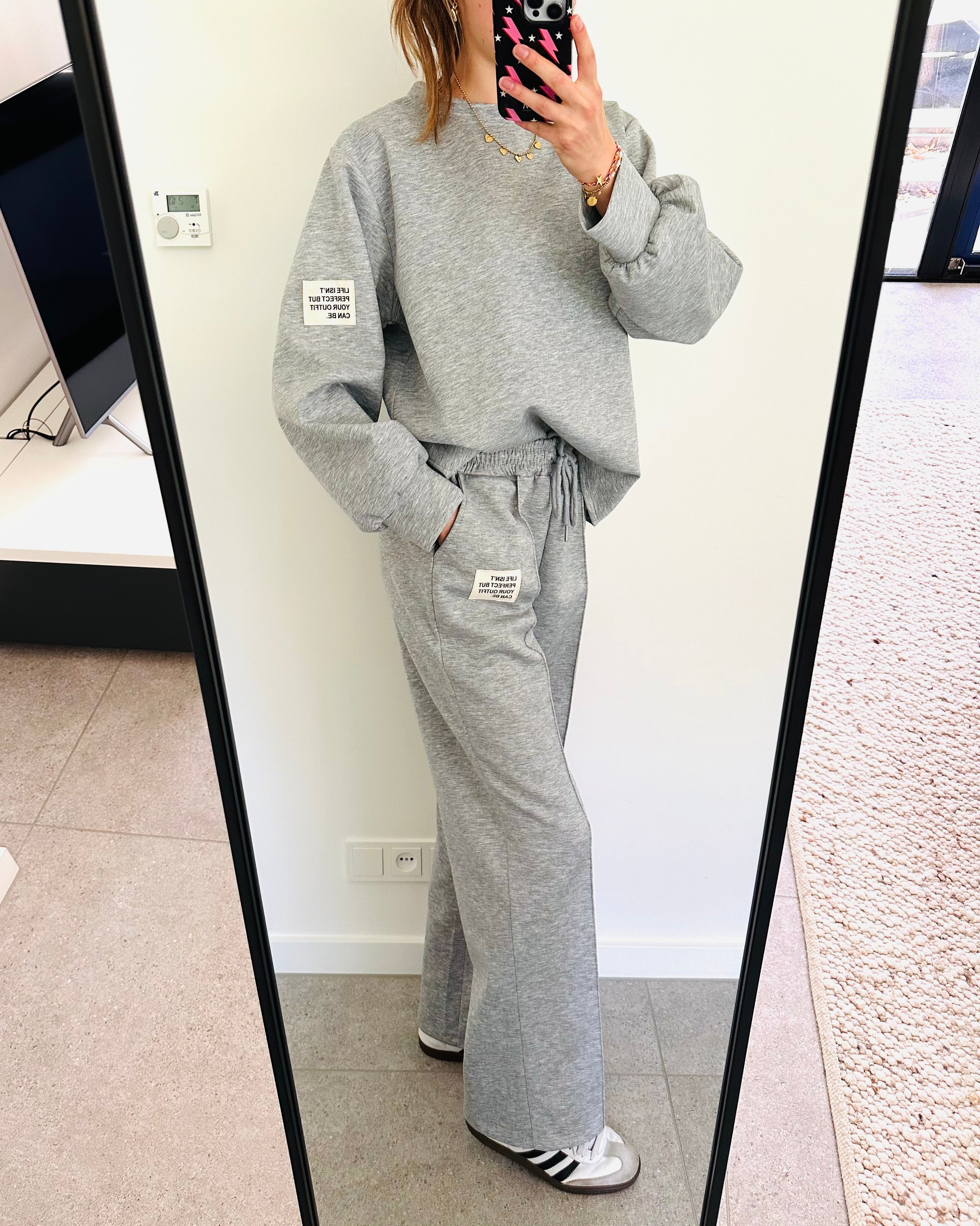 Oversized amy set lange mouw licht grijs