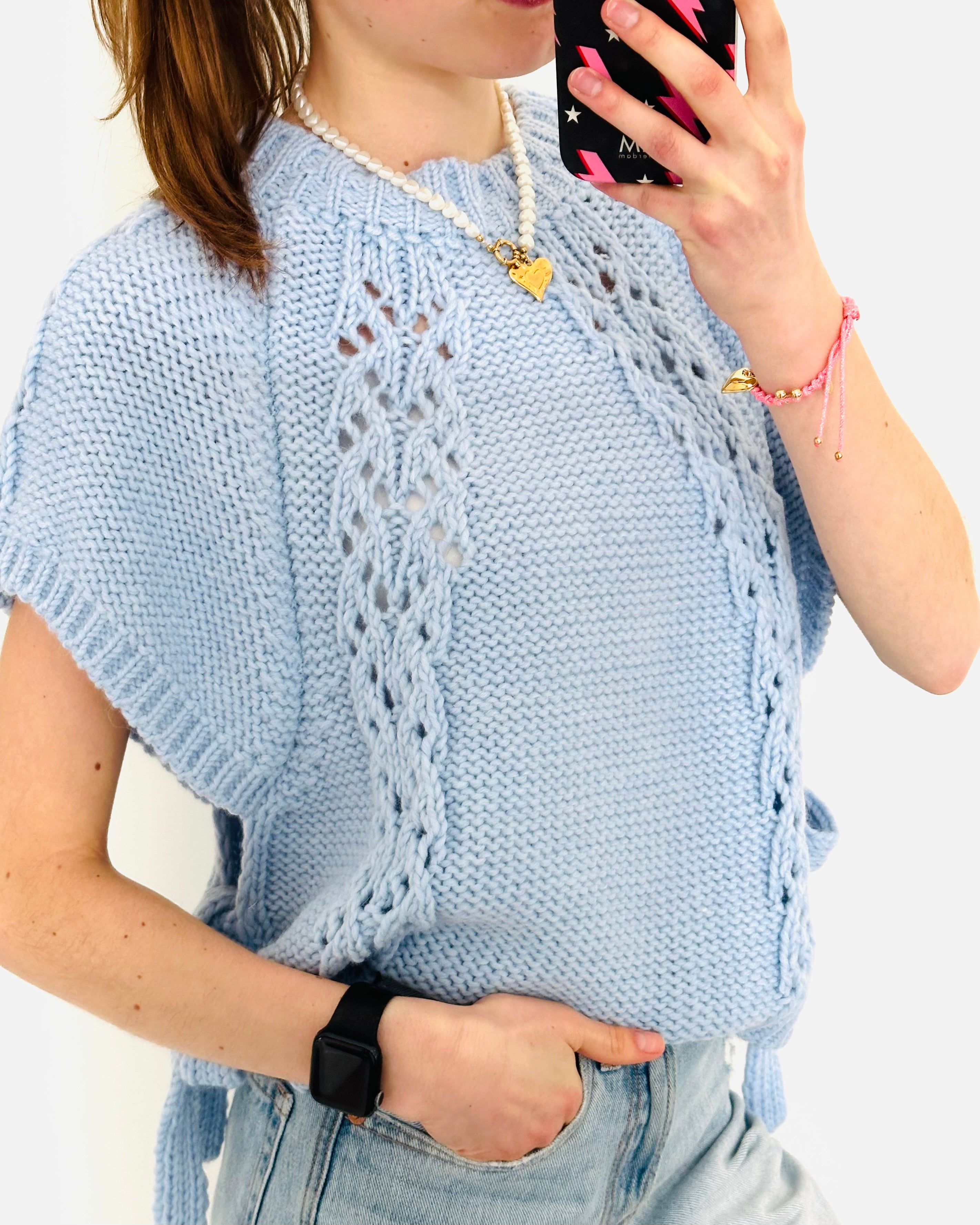 Knit trui kabel blauw