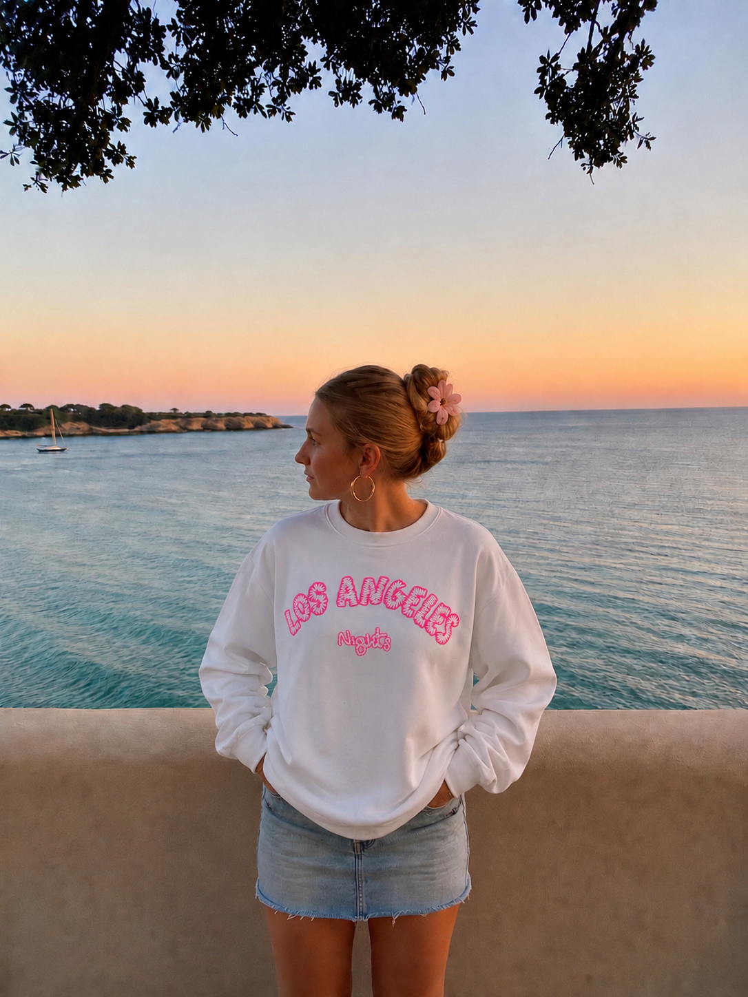 Los Angeles sweater white pink