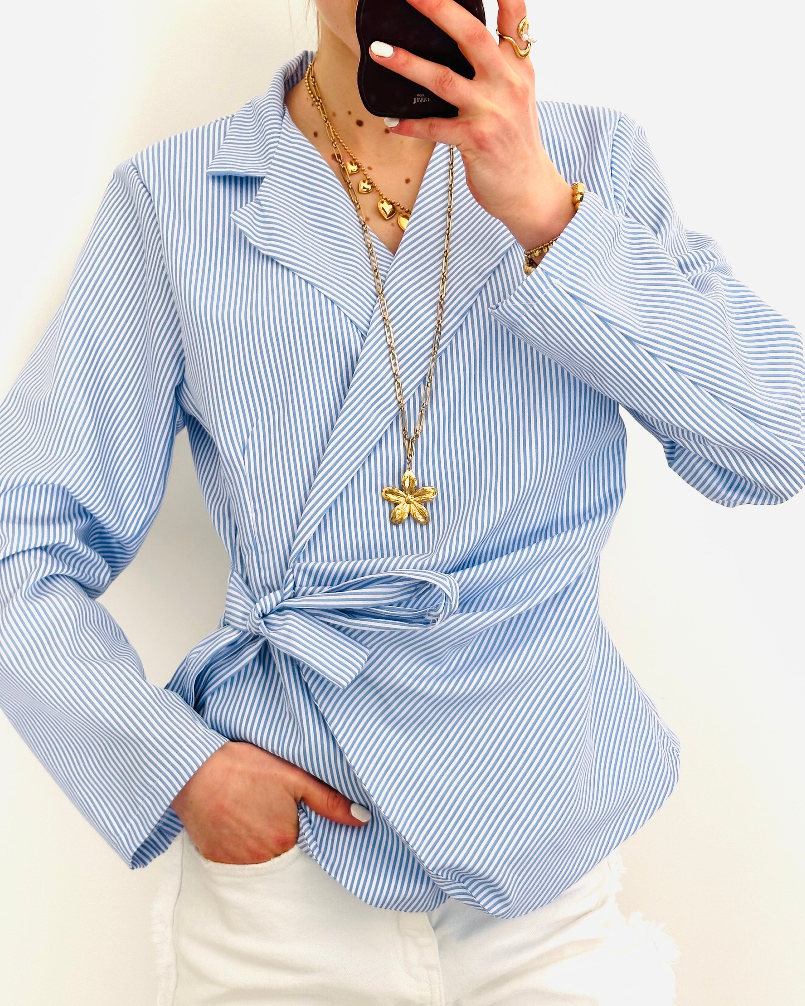 Zoey blouse gestreept blauw