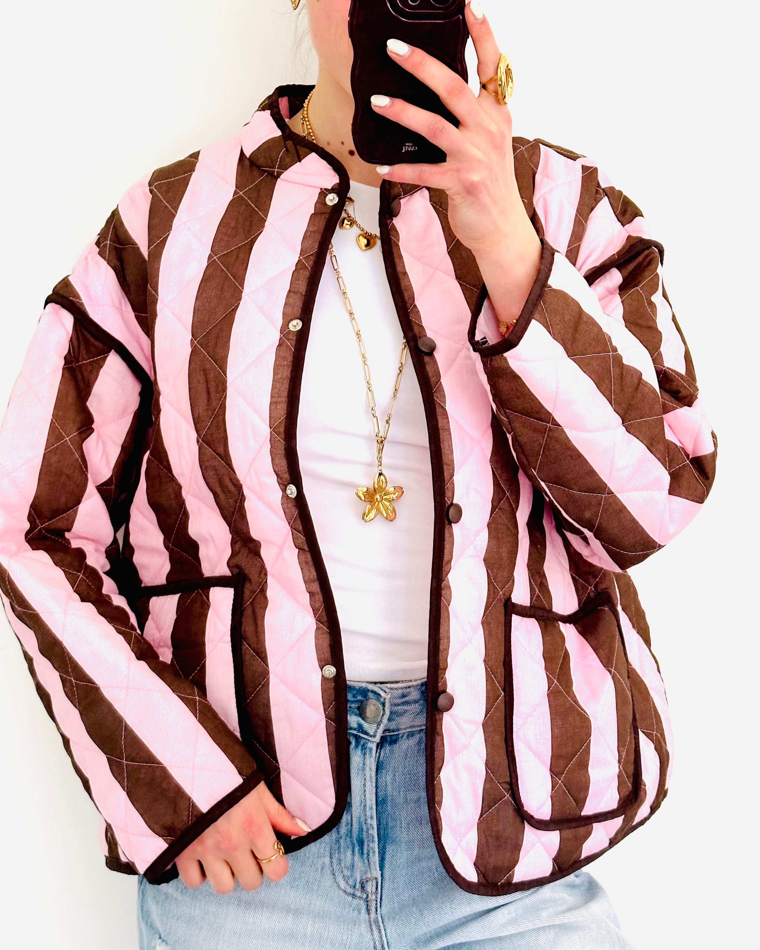 Stripe jacket pink brown
