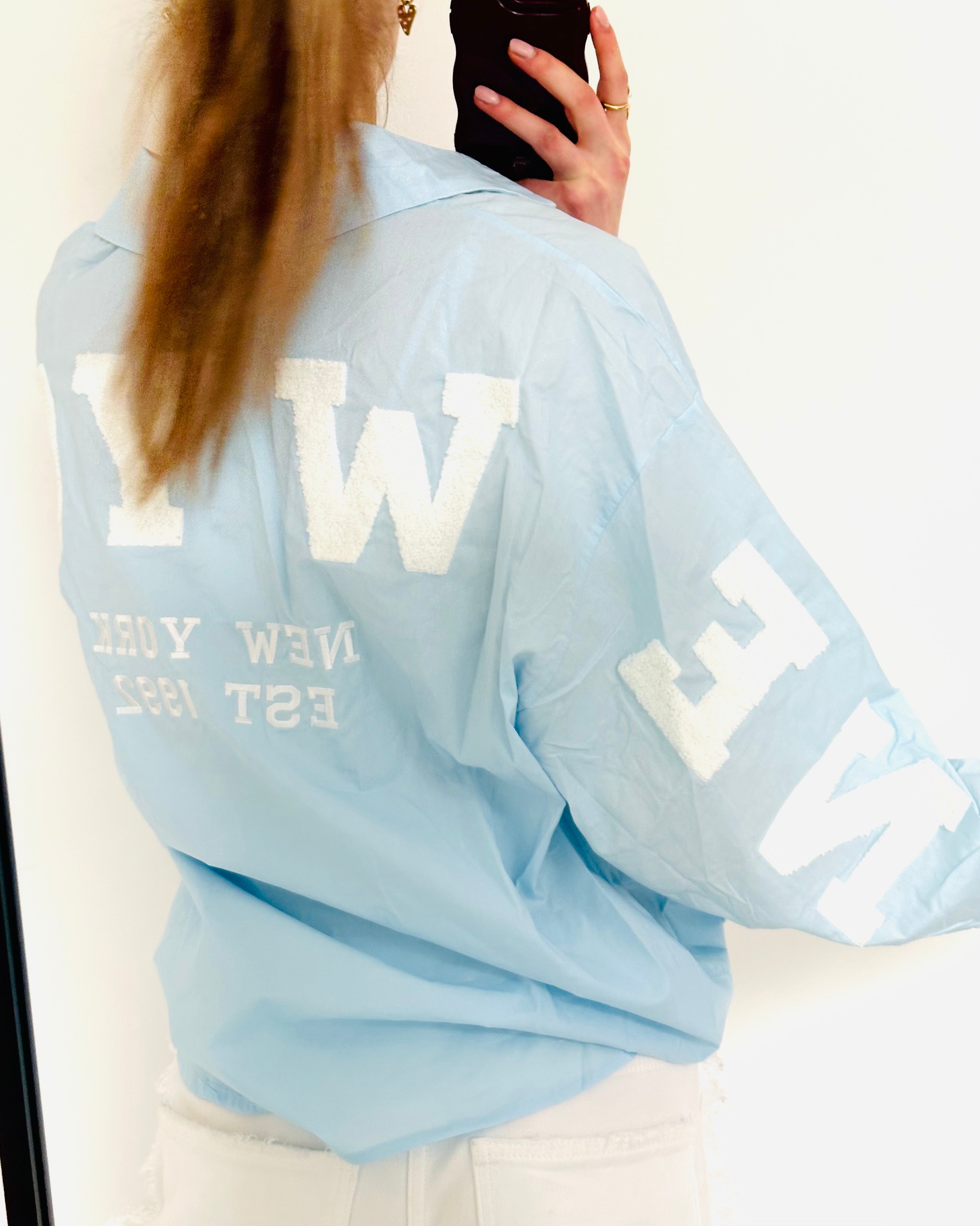 New York blouse blauw wit