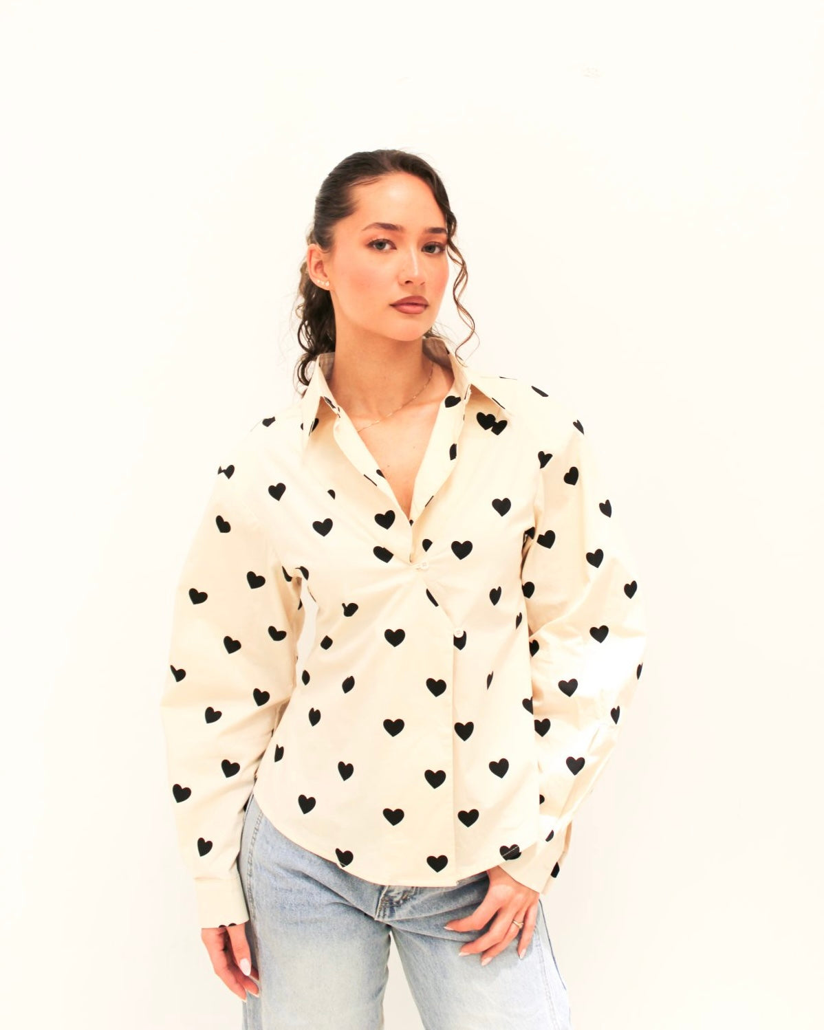 Amour blouse hearts cream