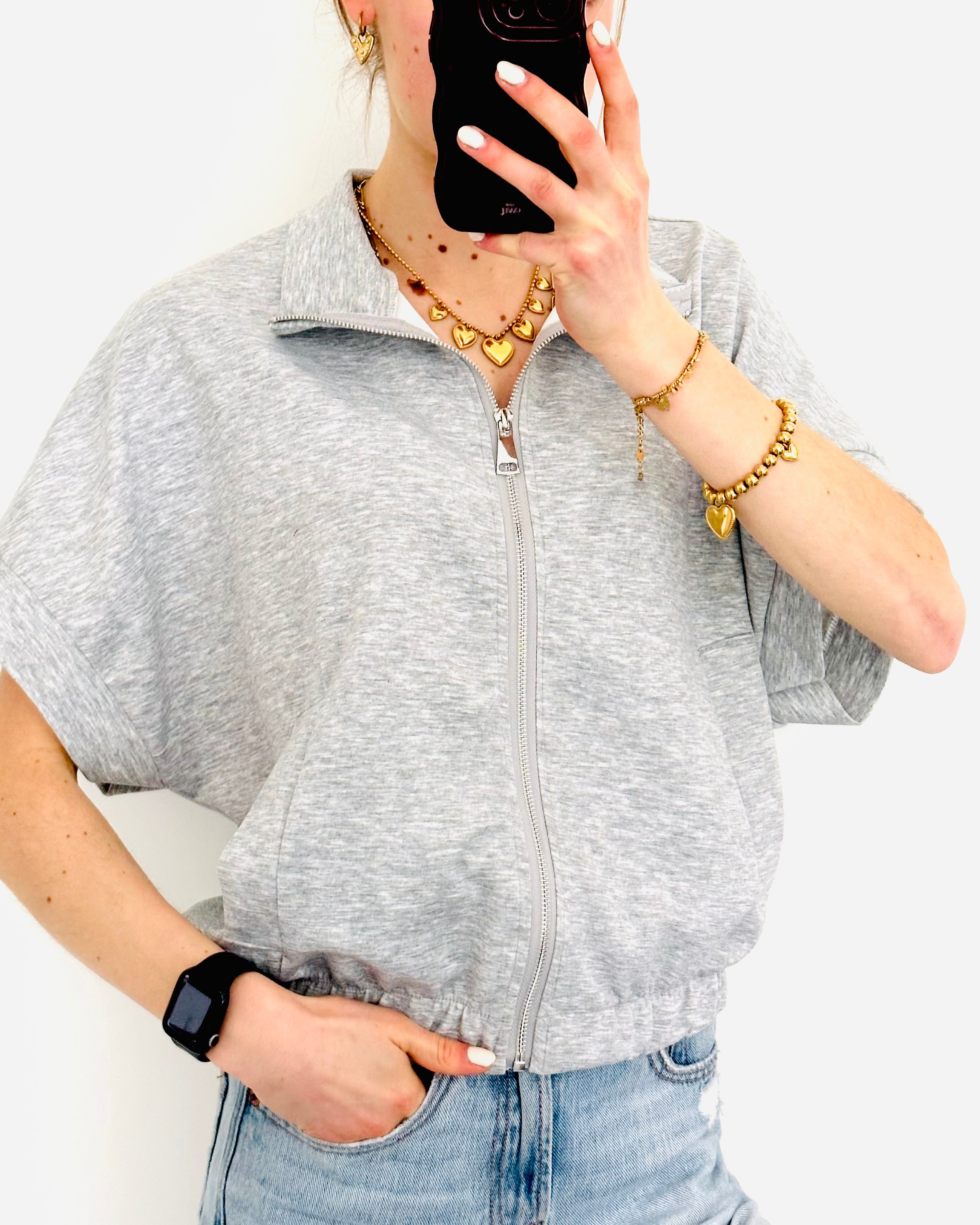 Zipper top grey