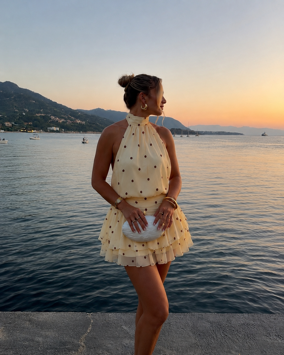 Polka dot playsuit yellow