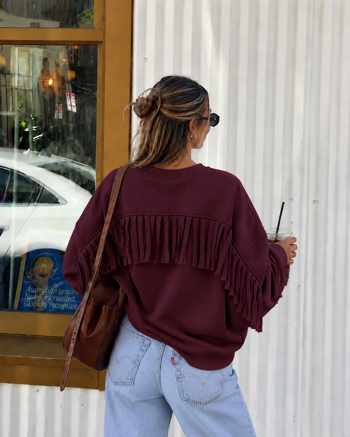 Fringe Sweater - Bordeaux pre order