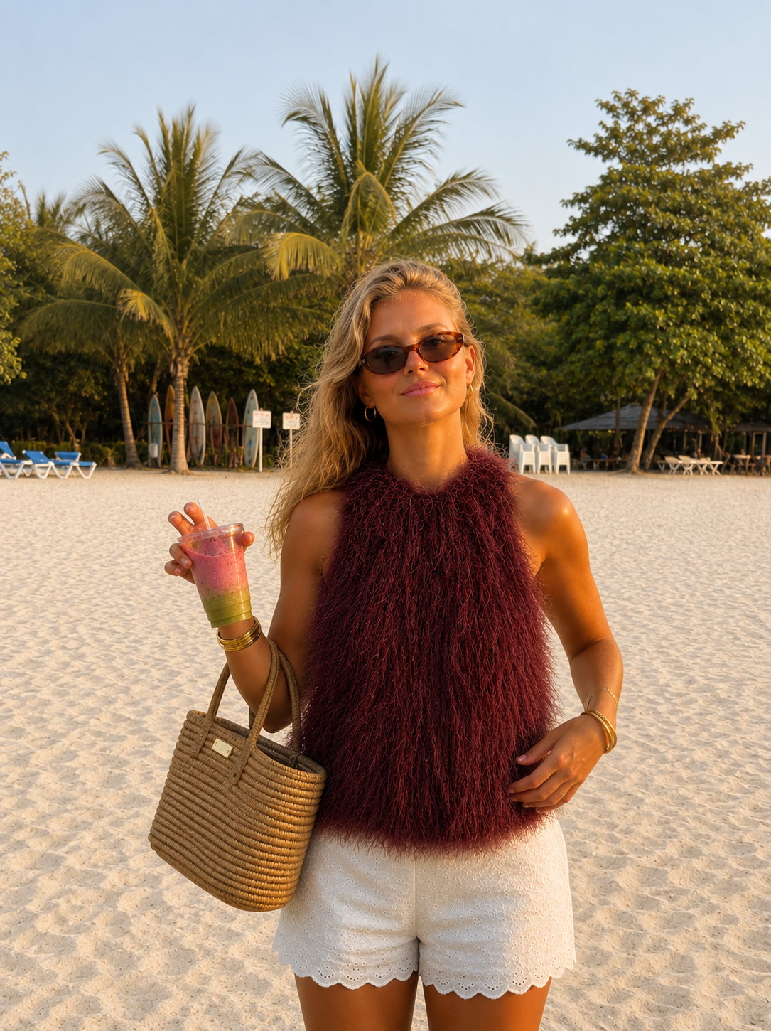 Bali top ruffle Bordeaux