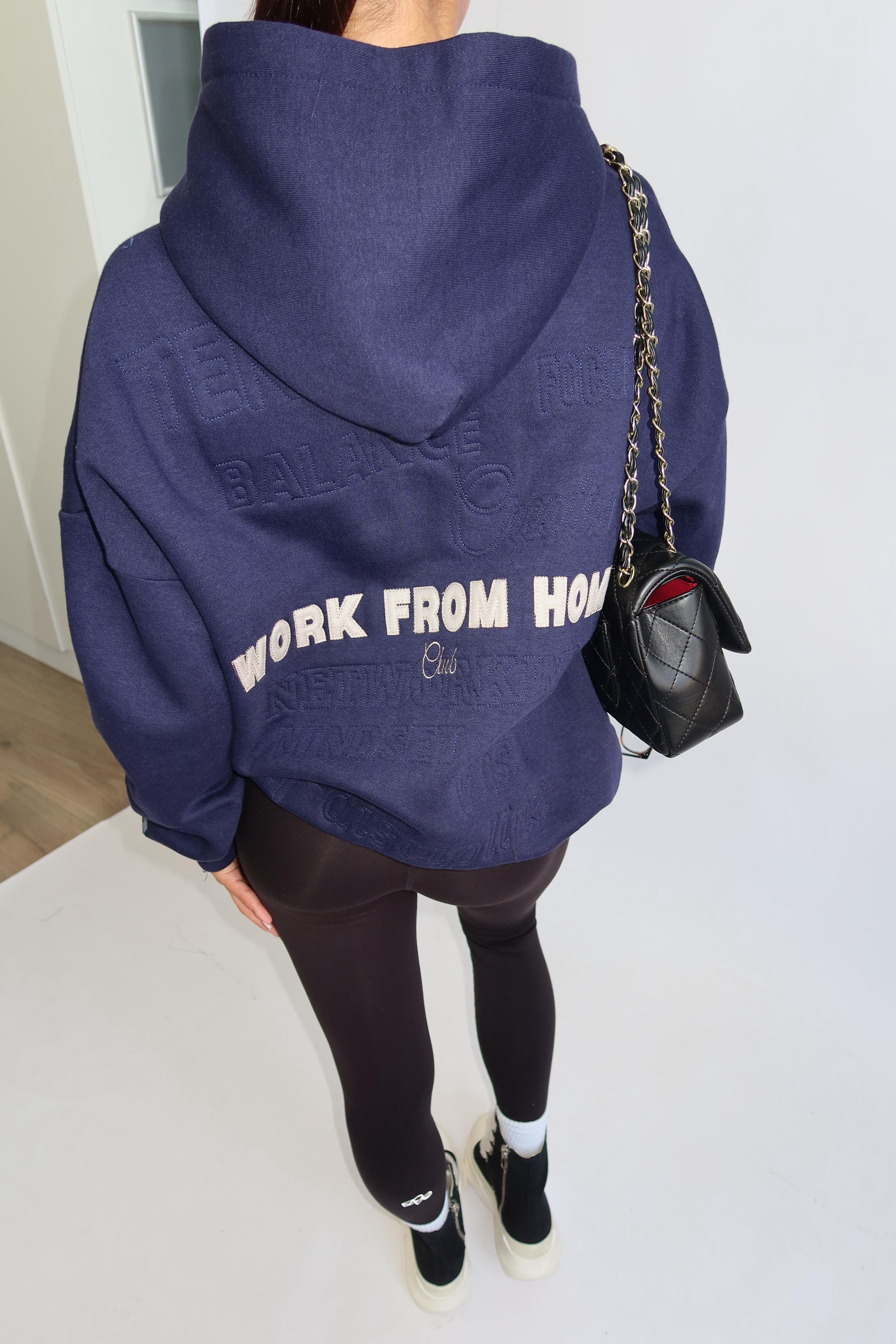Work form home hoodie navy