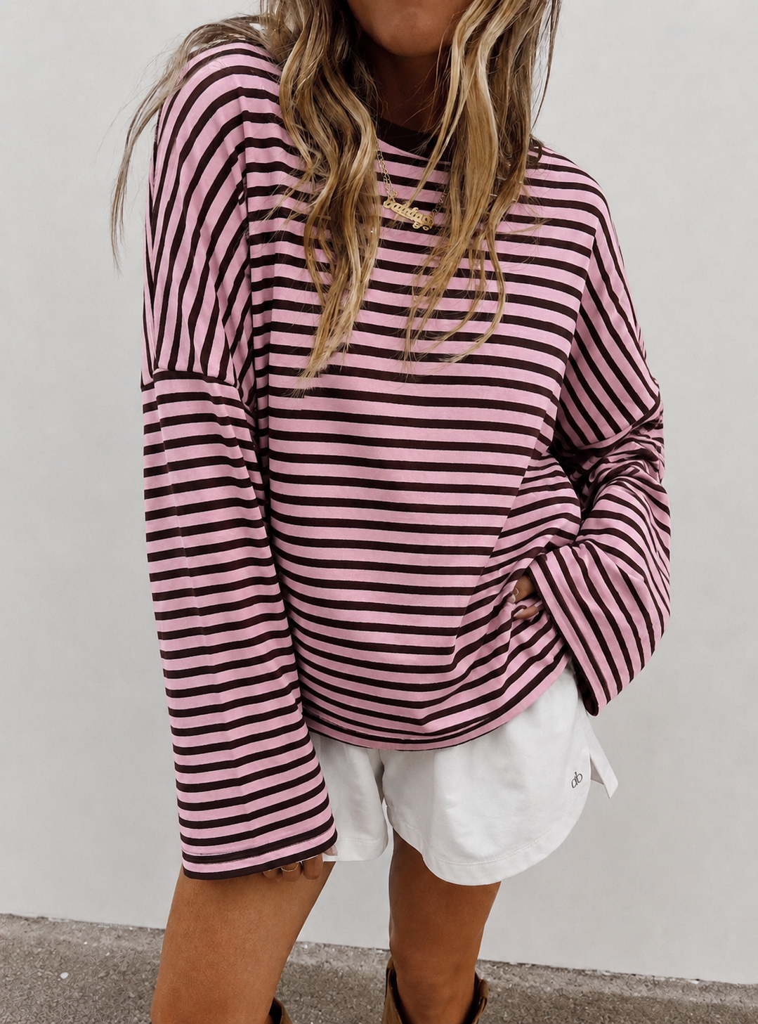 Striped longsleeve pink brown