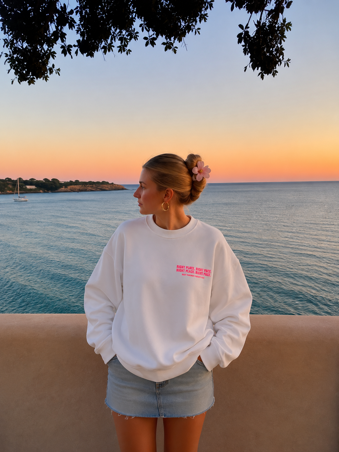 Right place sweater white pink