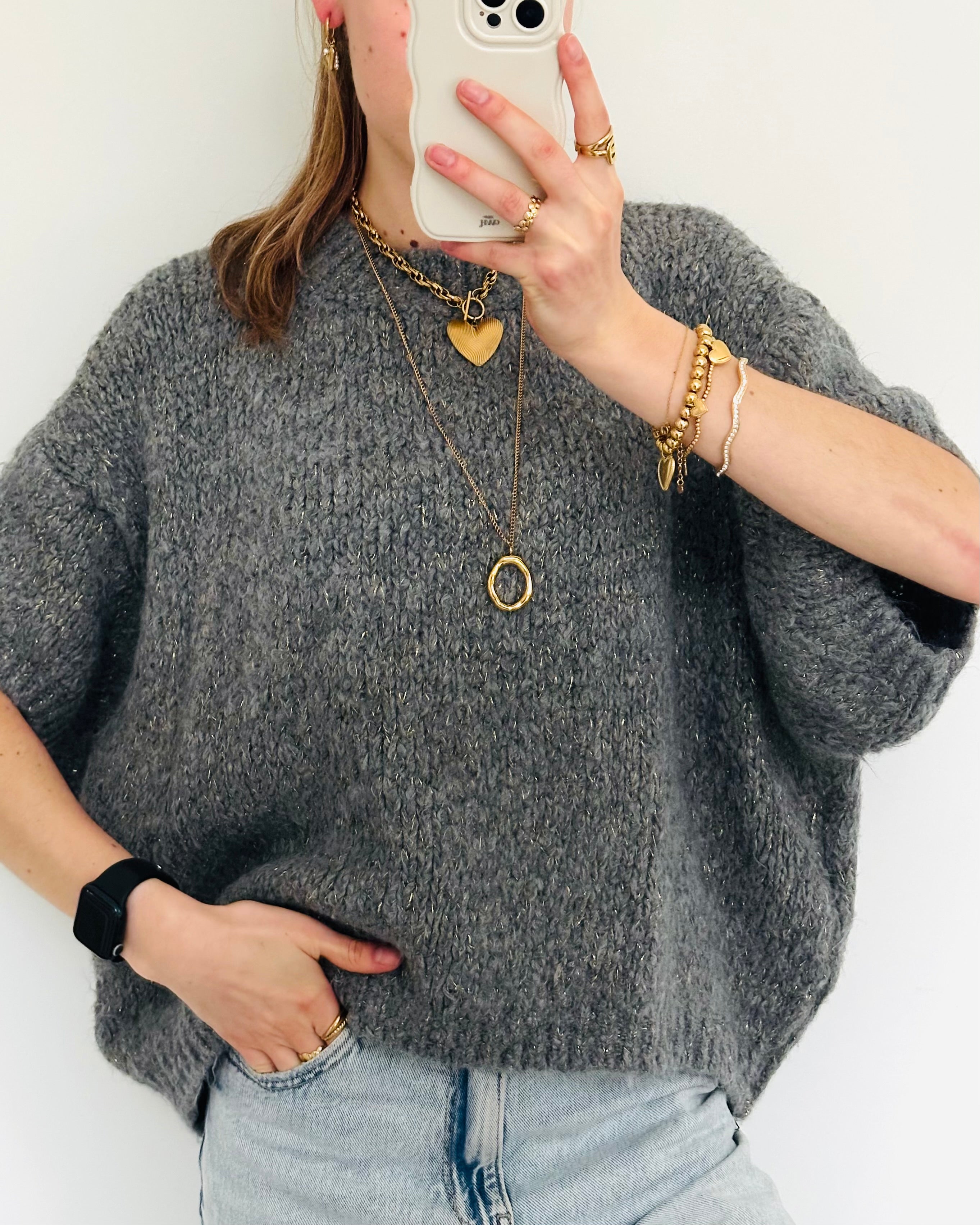 Soft knit glitter grey