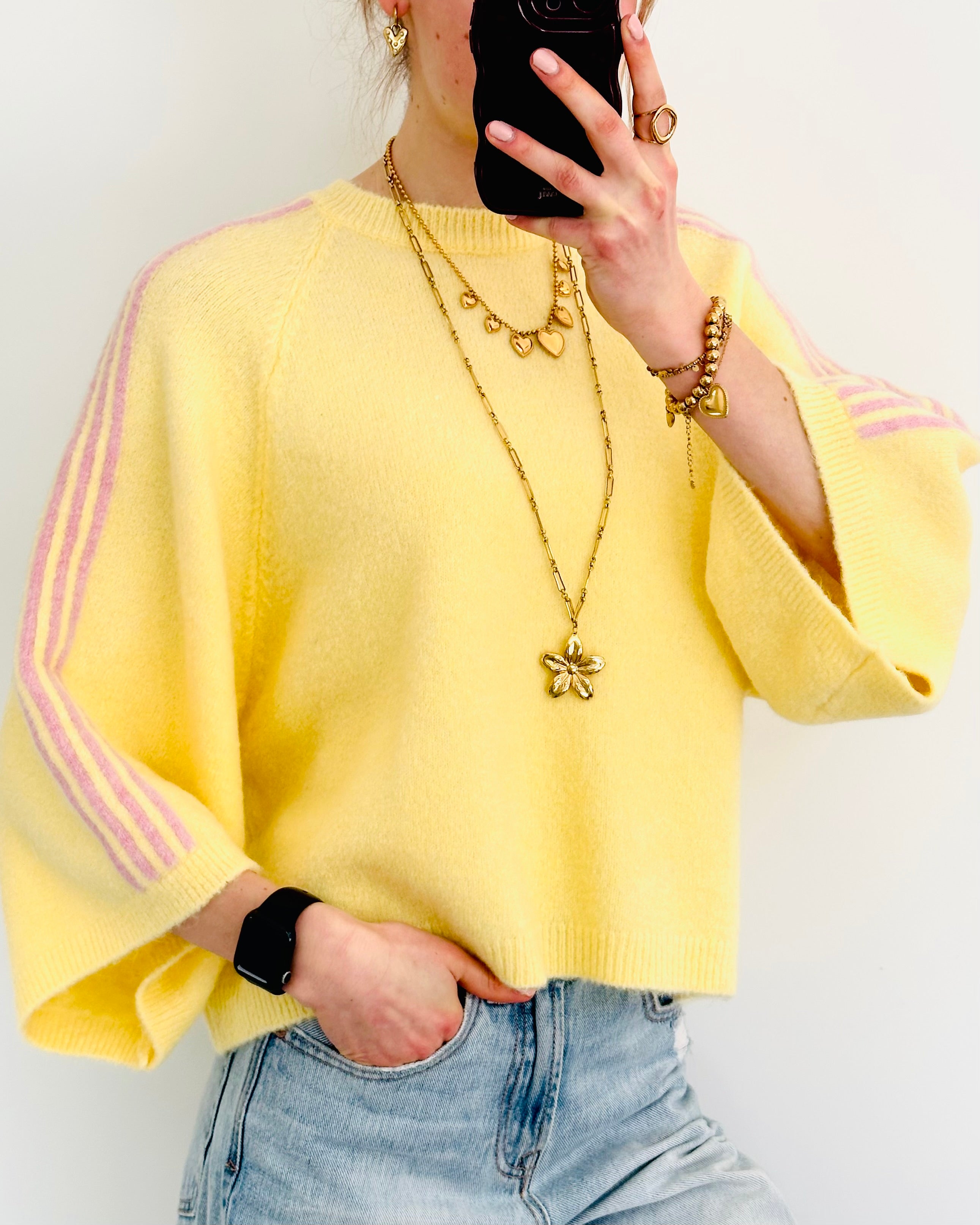 Mave knit yellow pink