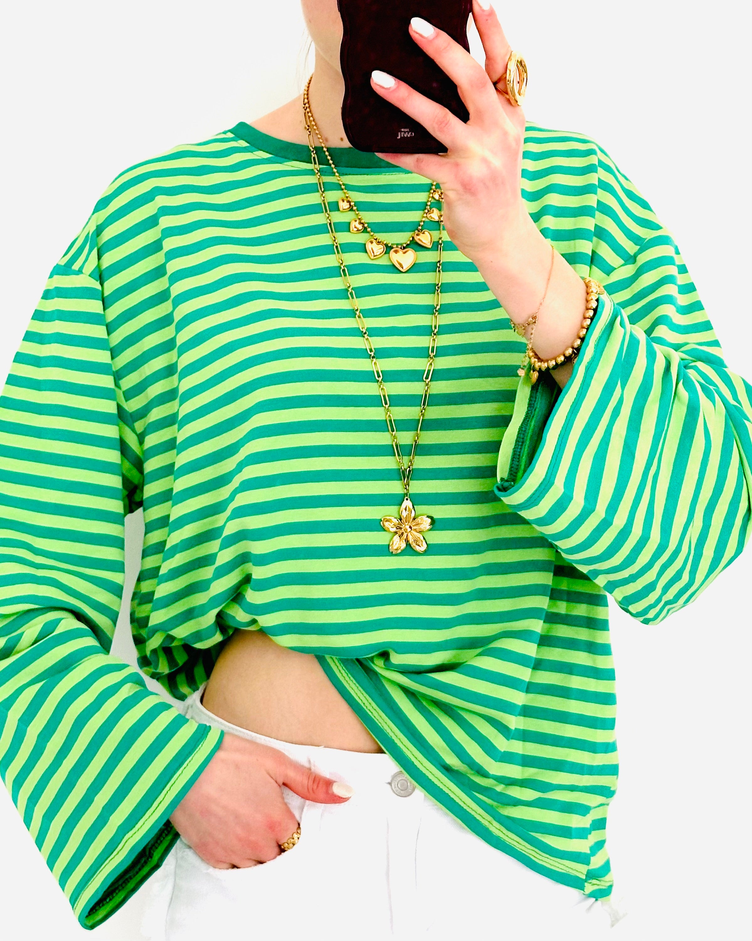 Casual stripe longsleeve green light green