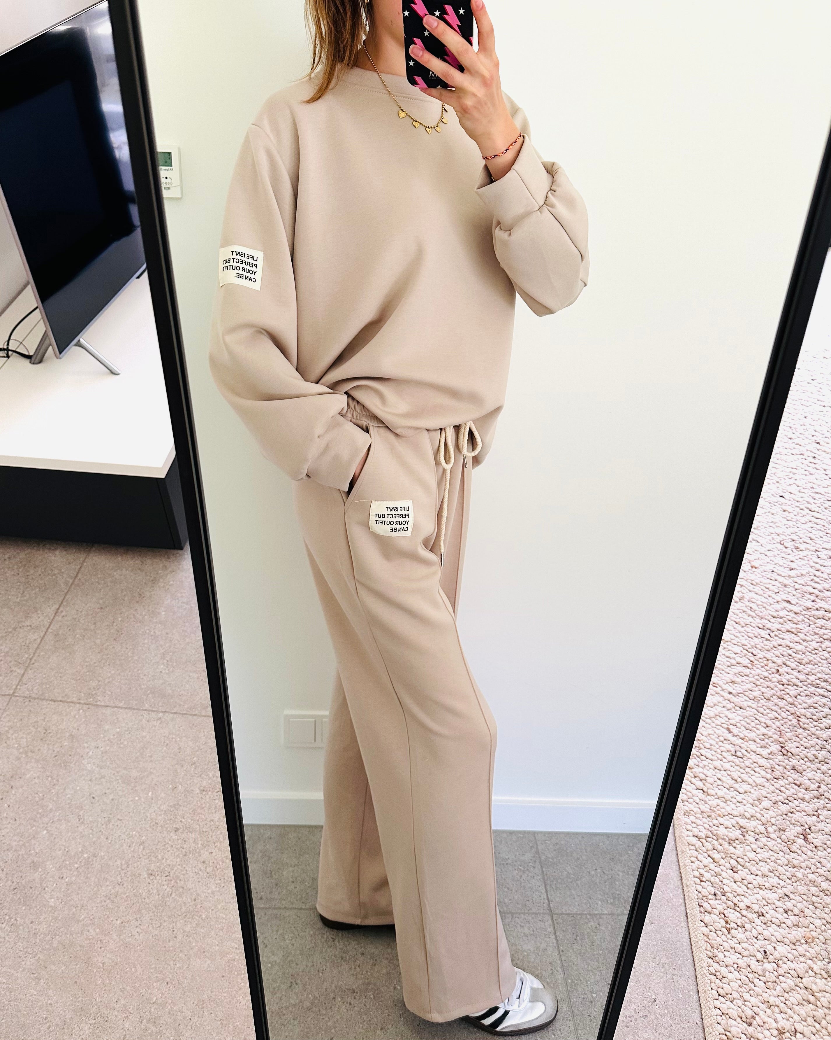 Oversized amy set lange mouw beige