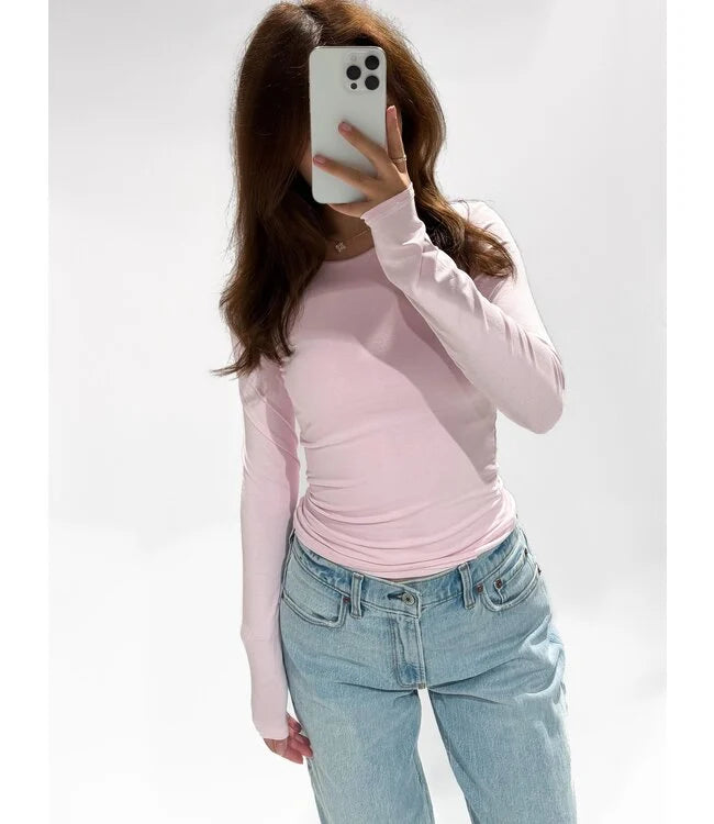Fem top lange mouw pink