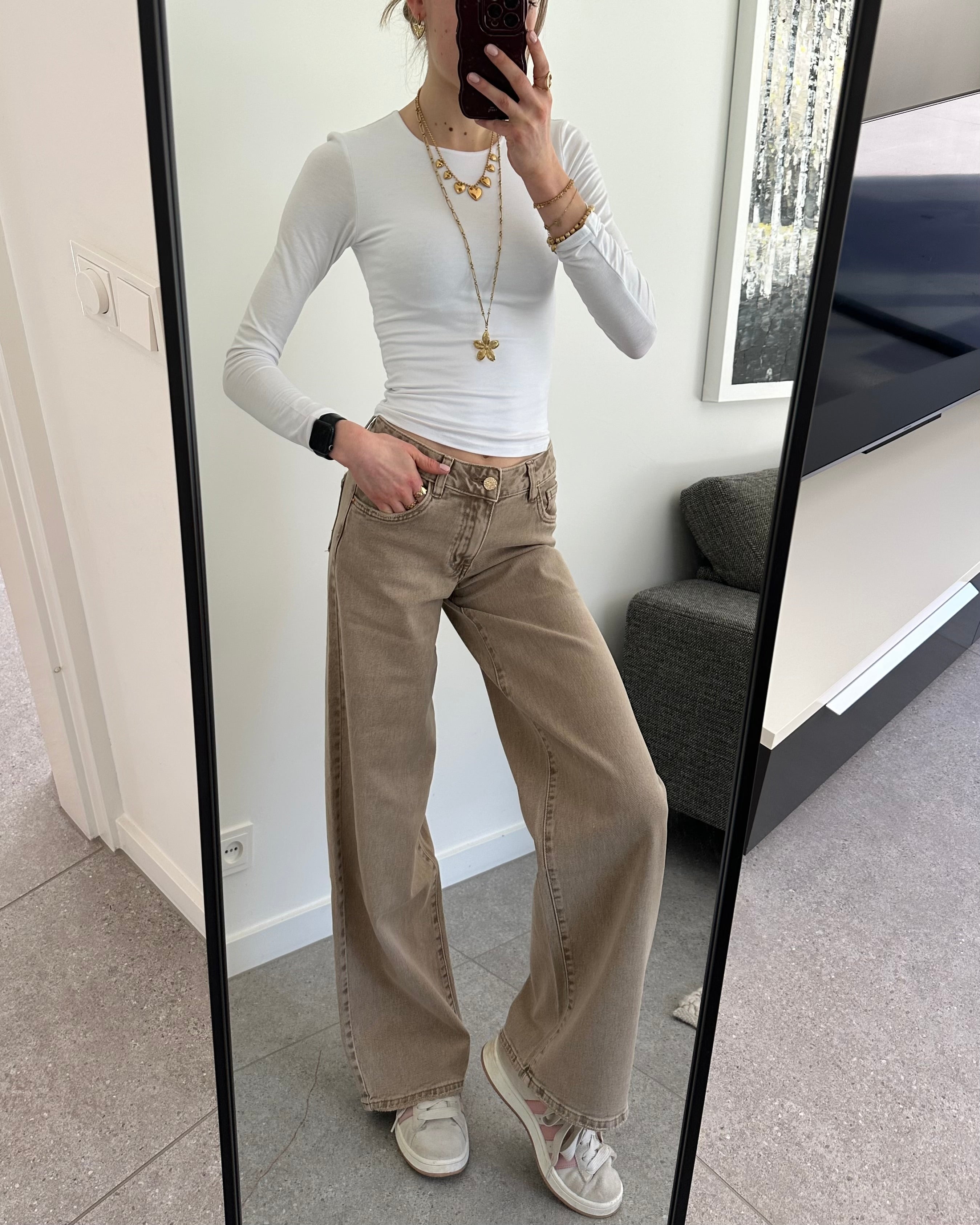 Straight leg jeans taupe