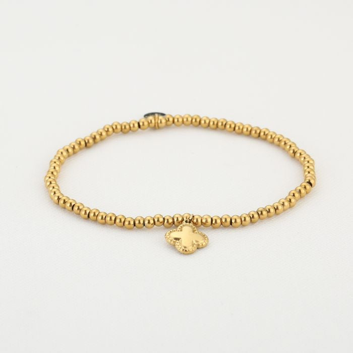 Kralen armband klaver goud
