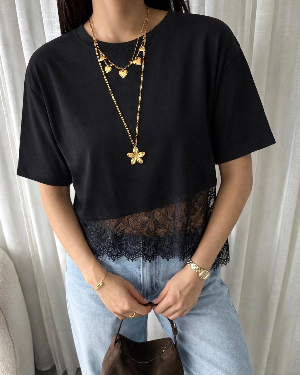 Lace shortsleeve black pre order