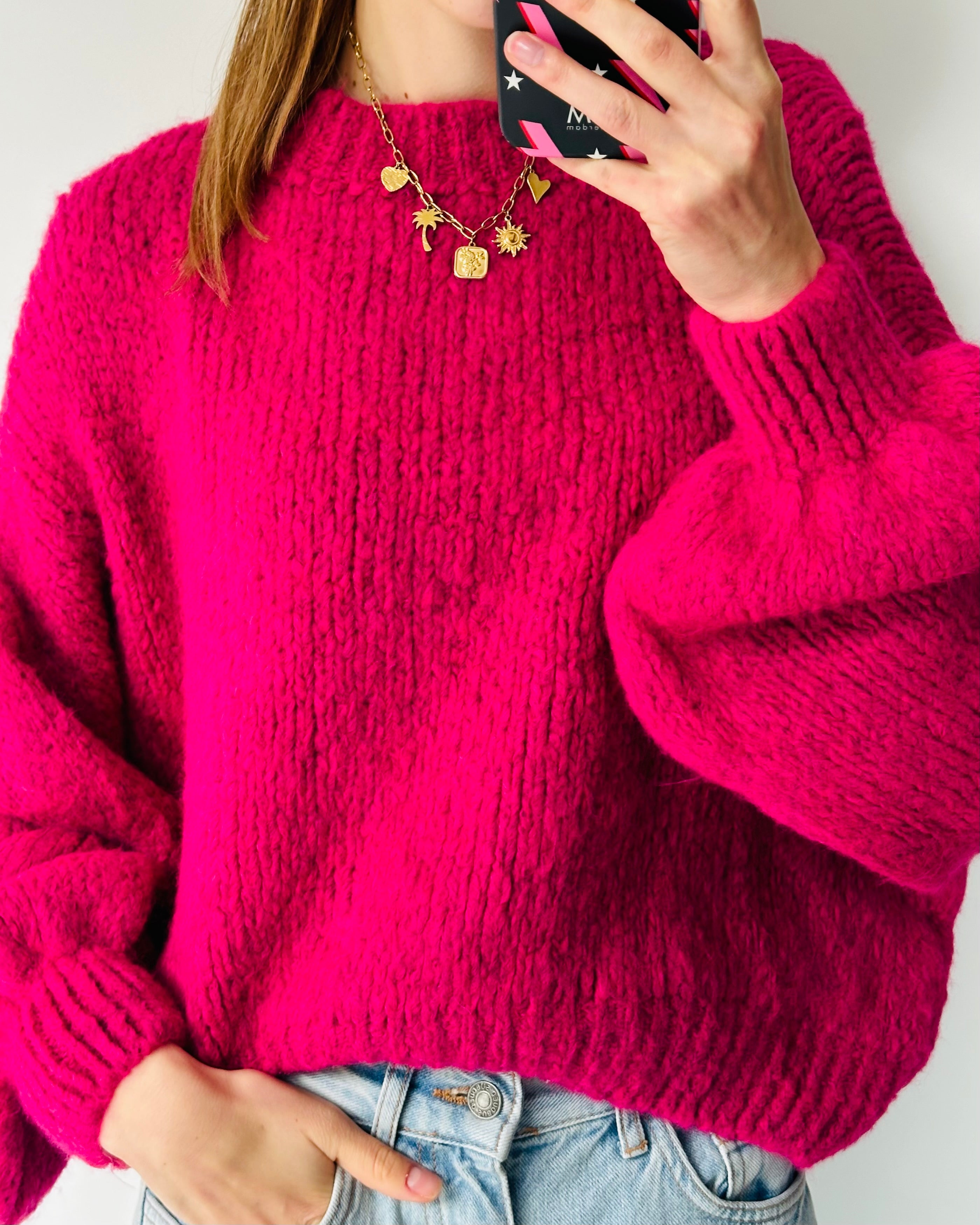 Pull fushia confortable
