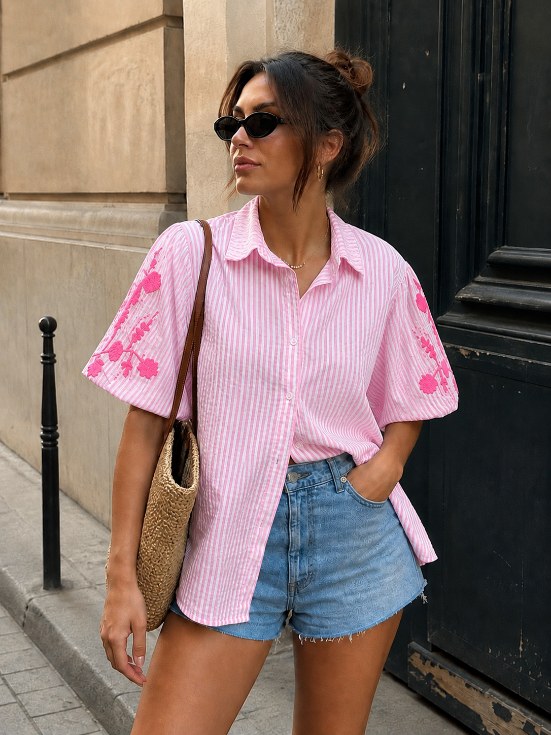 Hawaï blouse flower pink