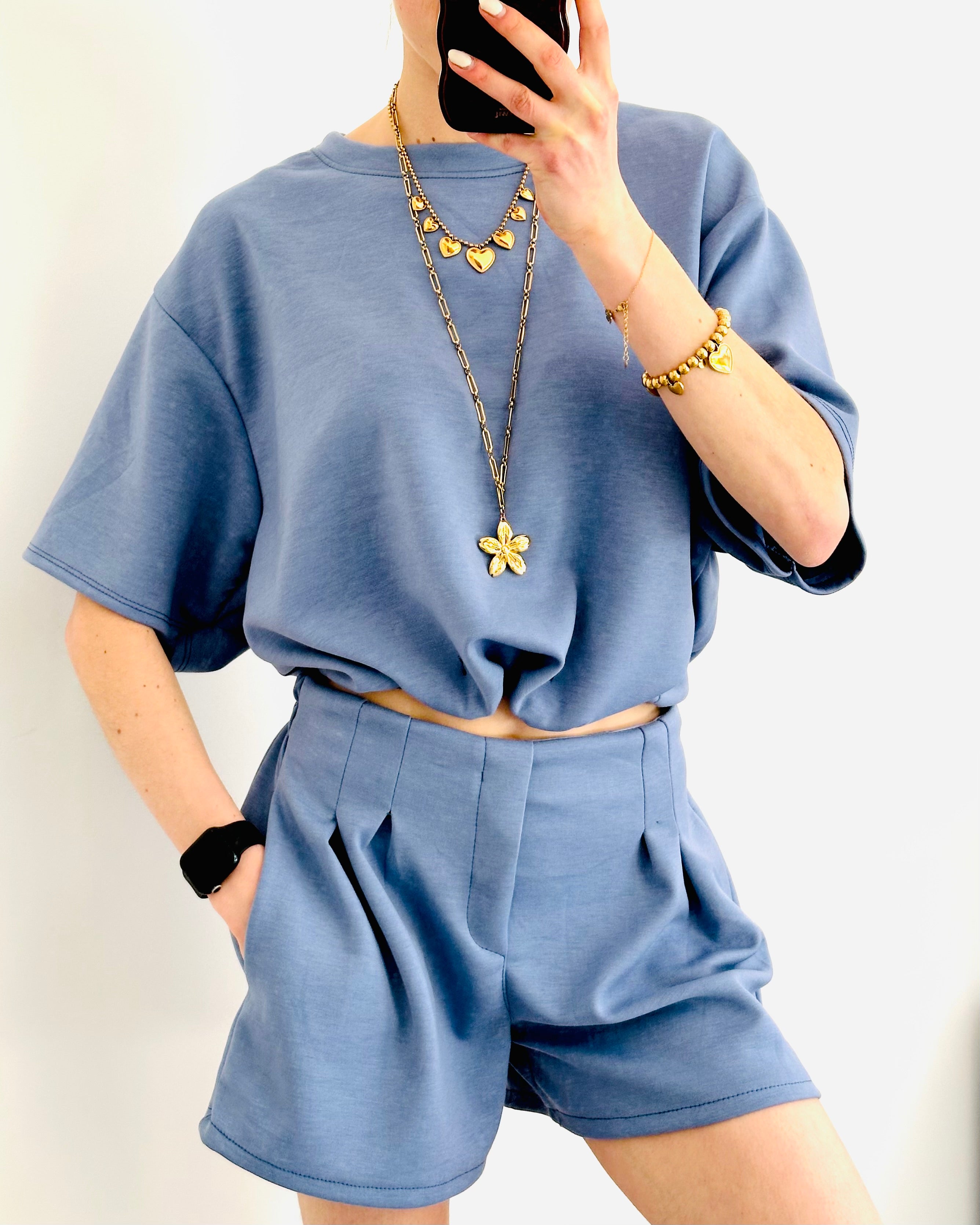 Soft fit comfy set denim
