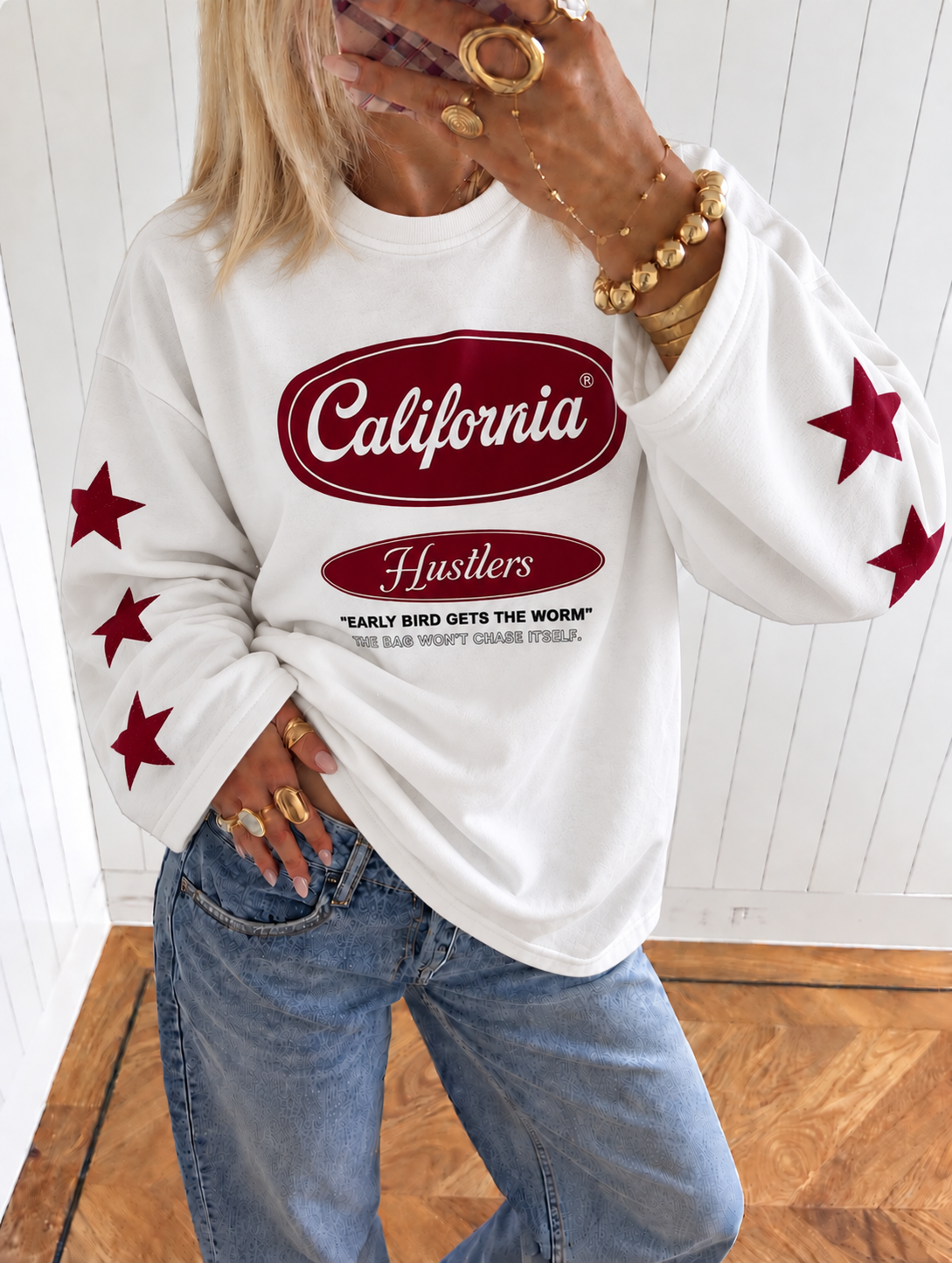 California sweatshirt white bordeaux