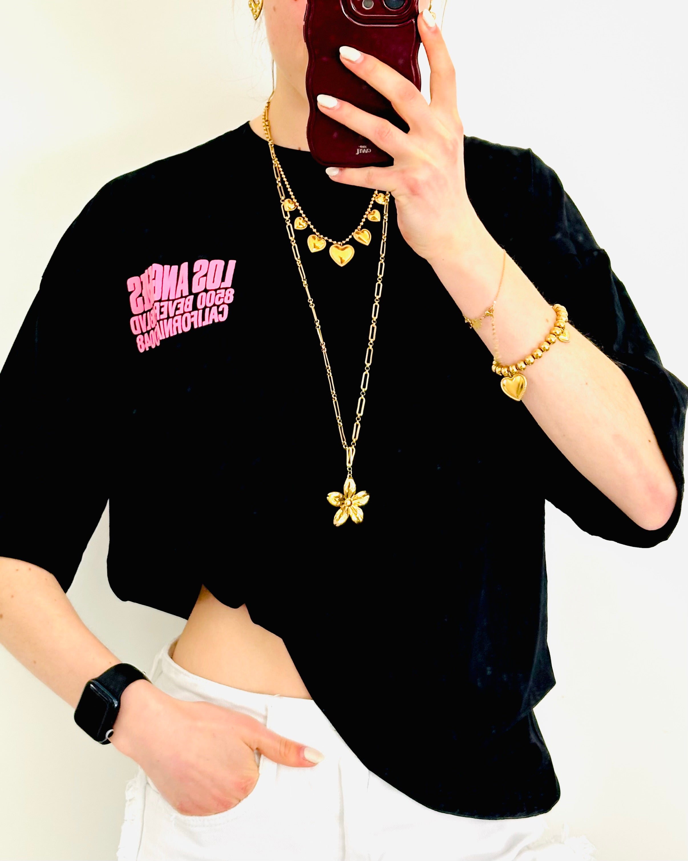 LA shirt black pink