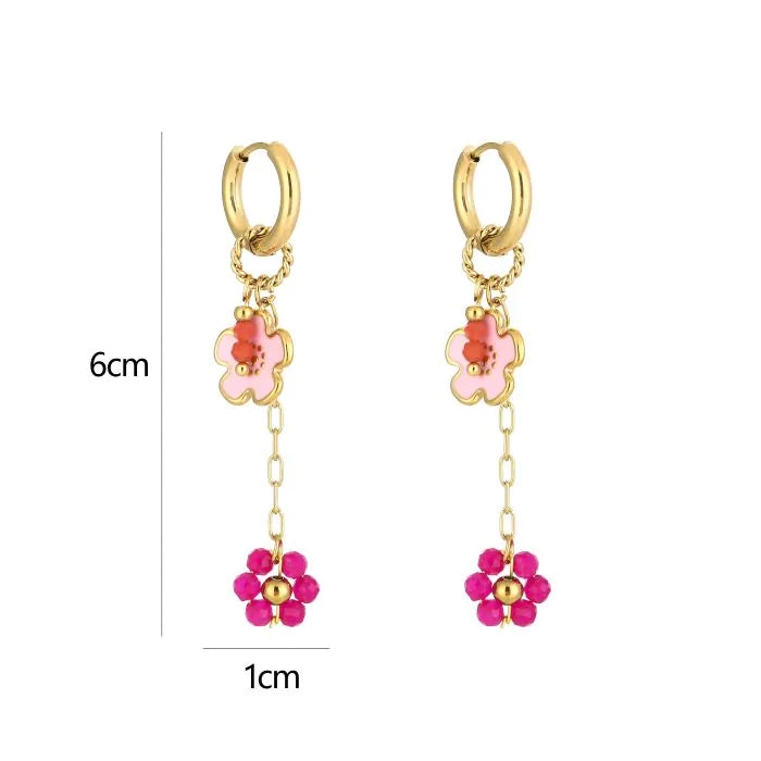 Boucles d'oreilles double fleur en or