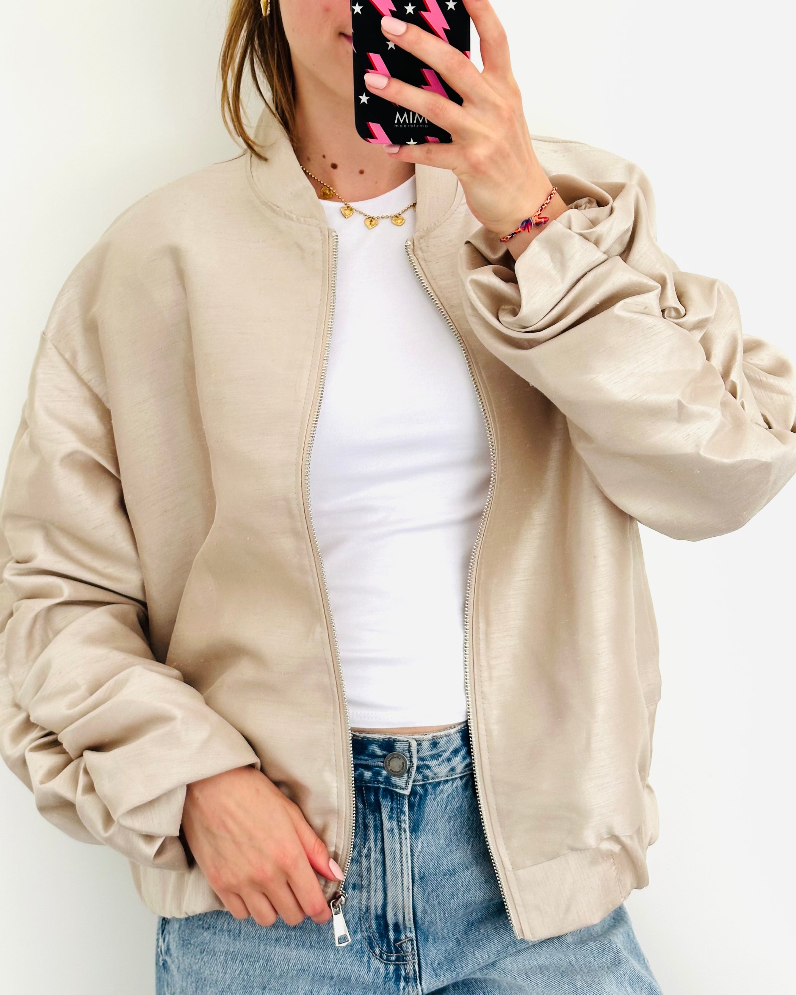 Bomber jacket beige gold