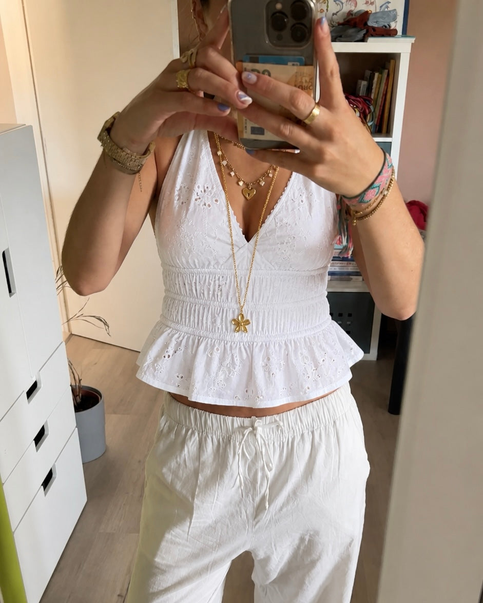Lace top halter white