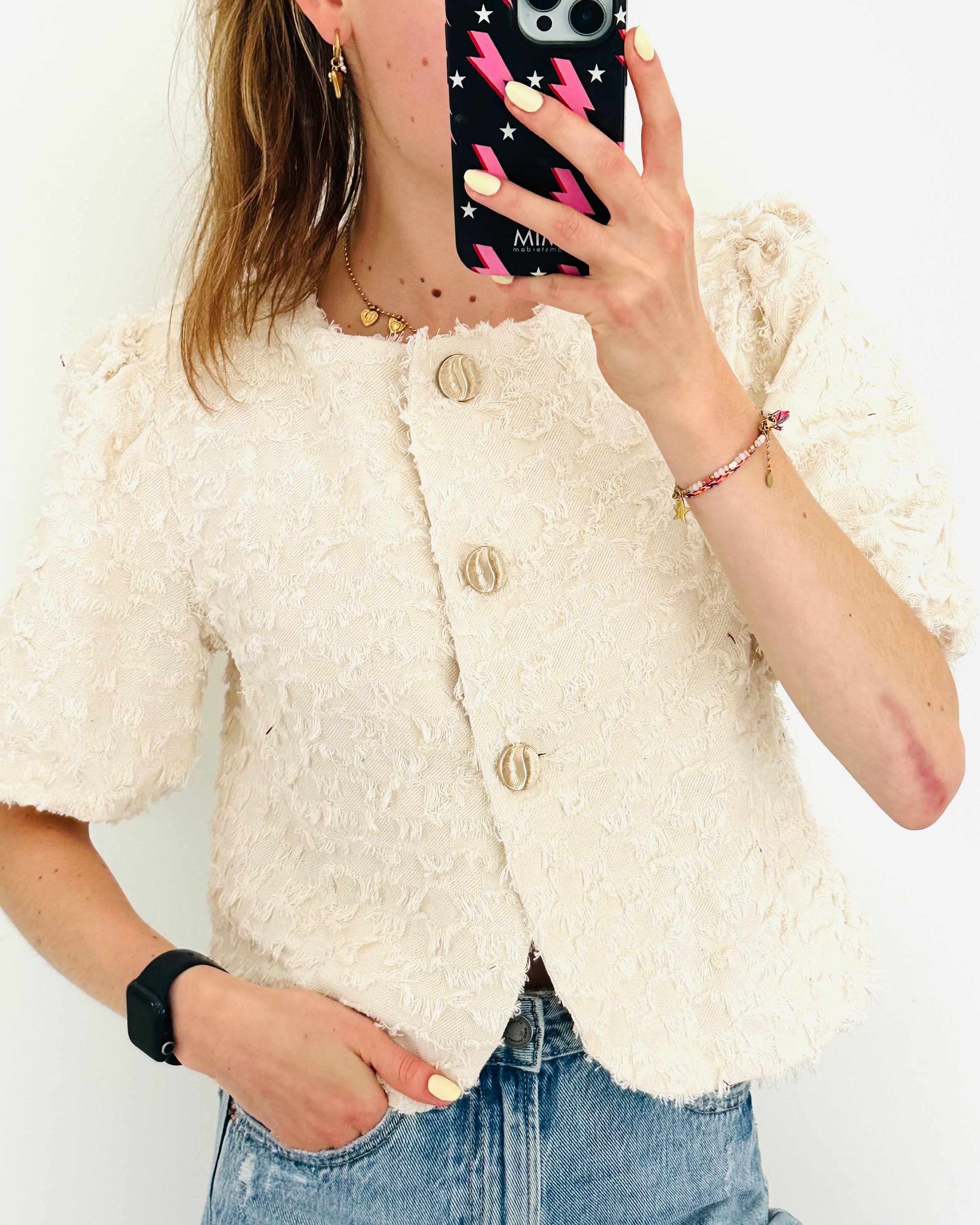 Fluffy deluxe top off white