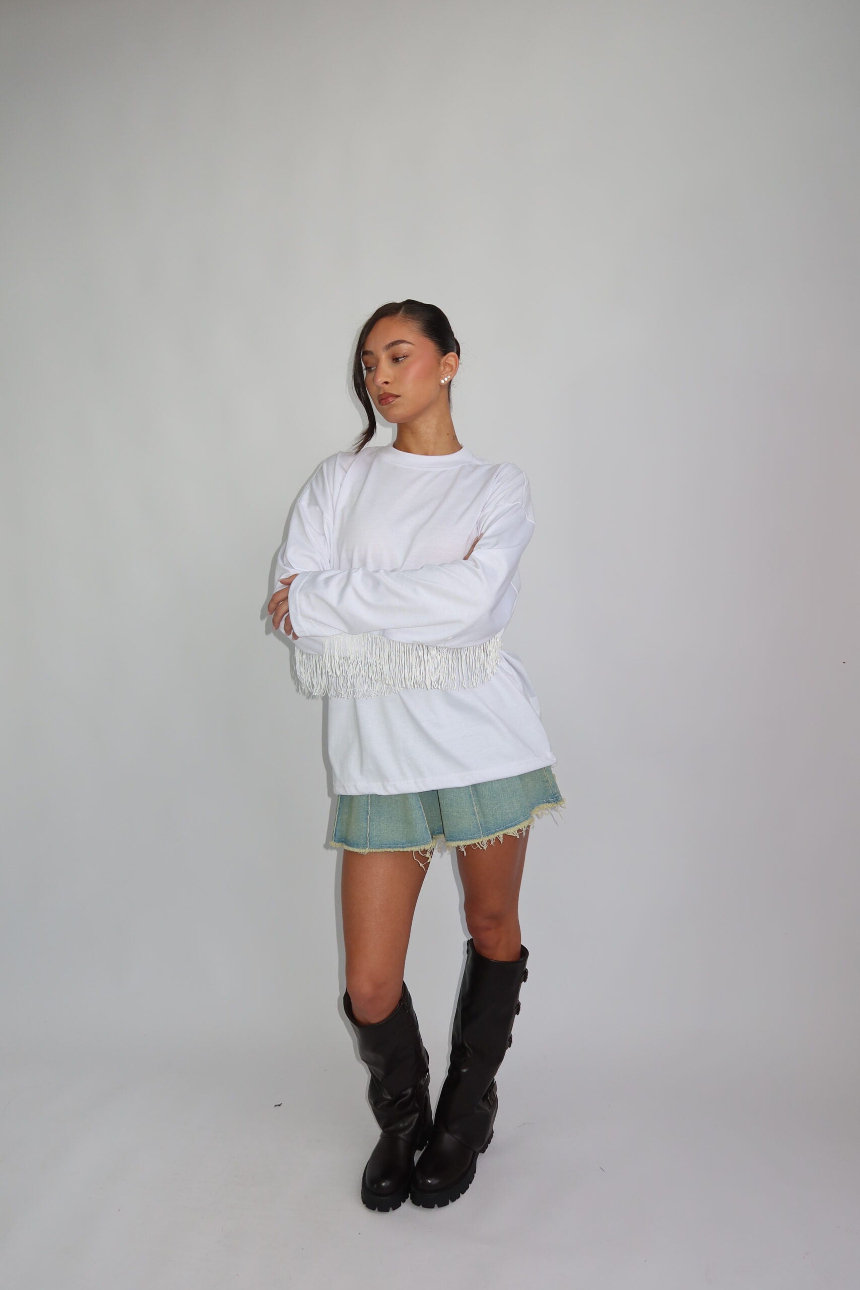 Coastal fringe longsleeve white