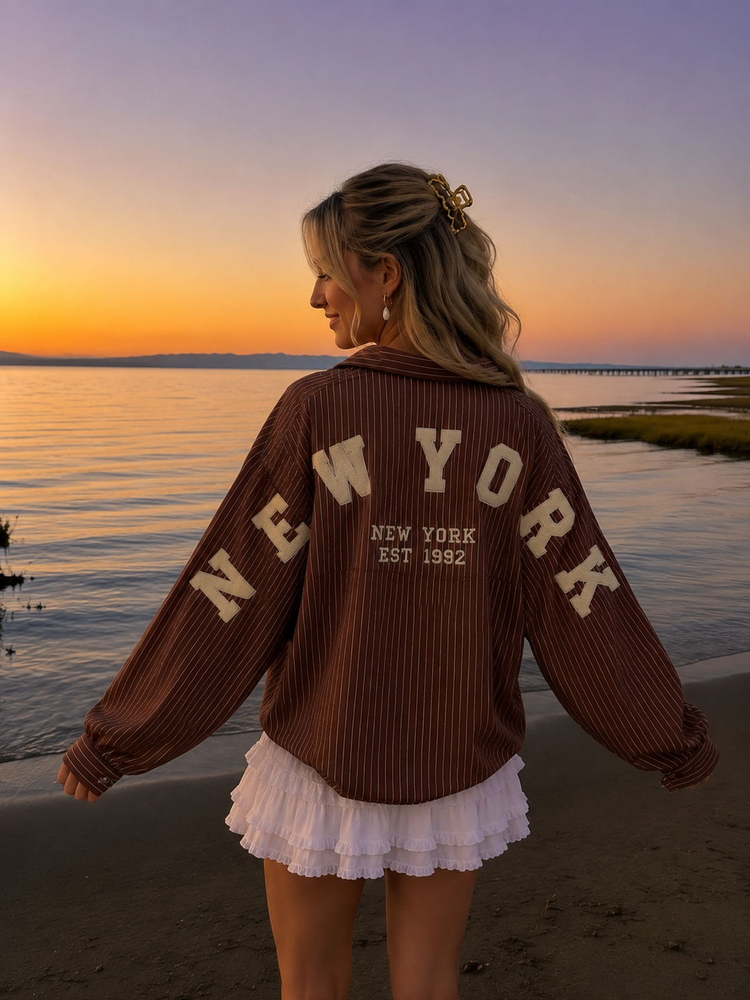 New York stripe blouse bruin