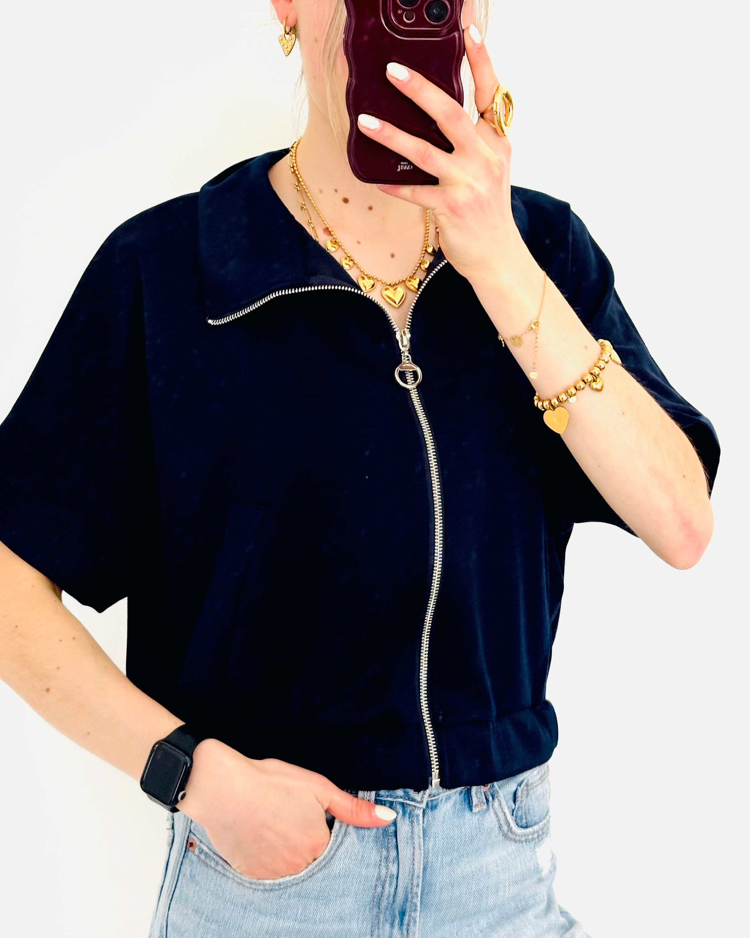 Zipper top navy
