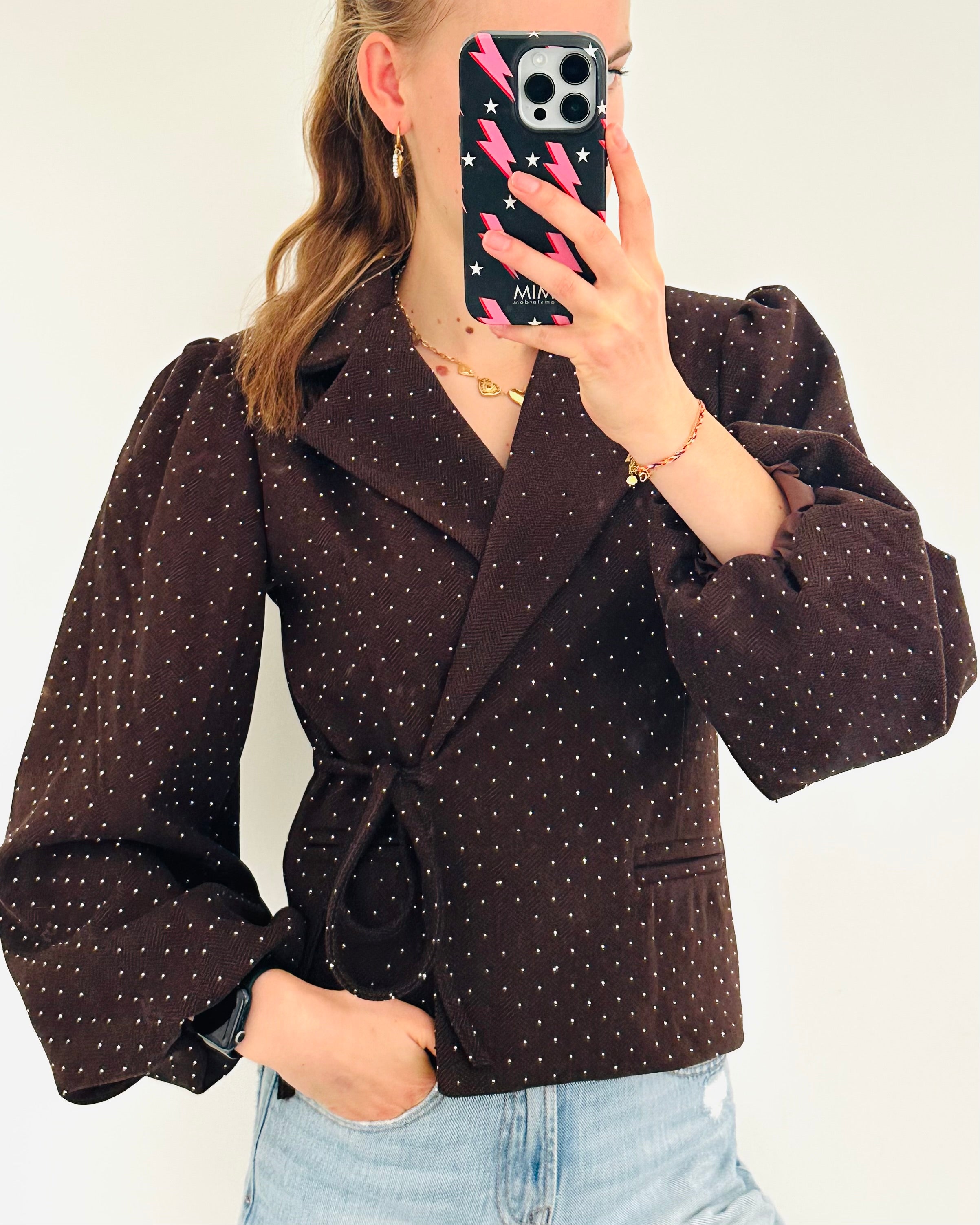 Elin wrap blazer glitter brown