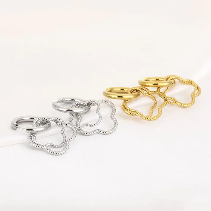 Boucles d'oreilles double trèfle en argent