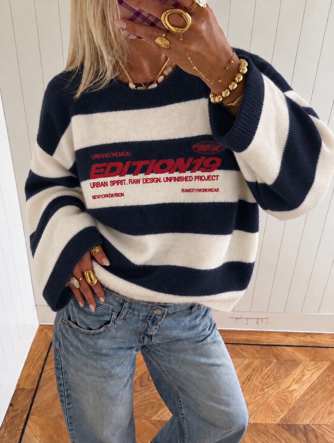 Urban Edition Striped Knit – Navy