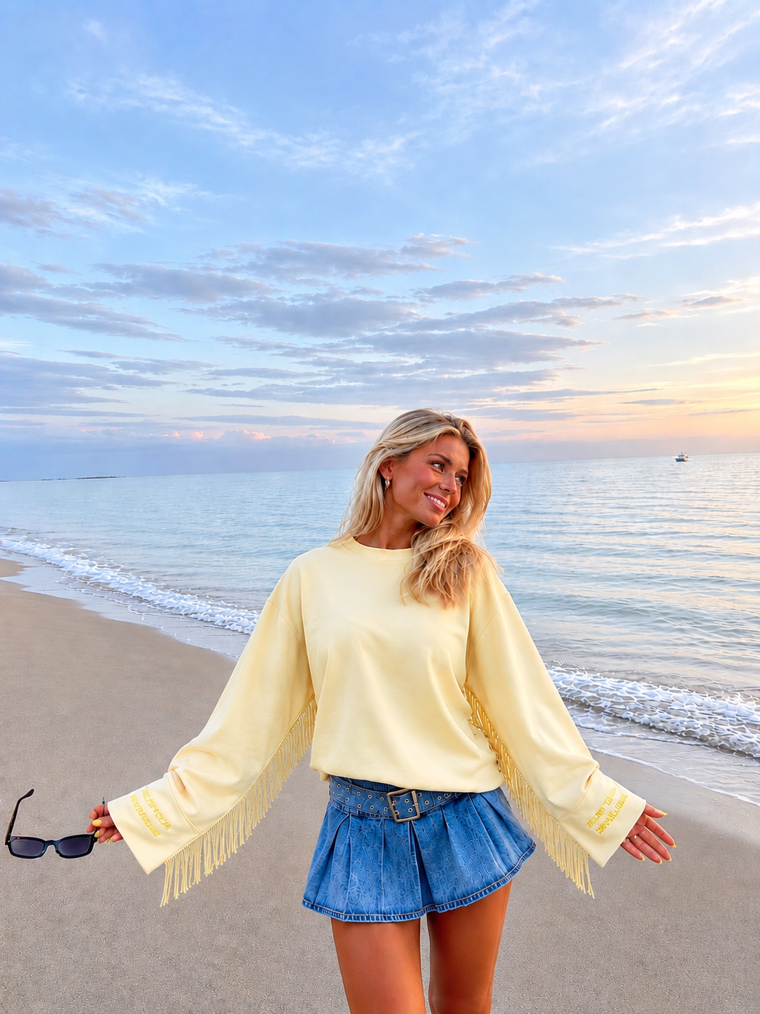 Coastal fringe longsleeve yellow
