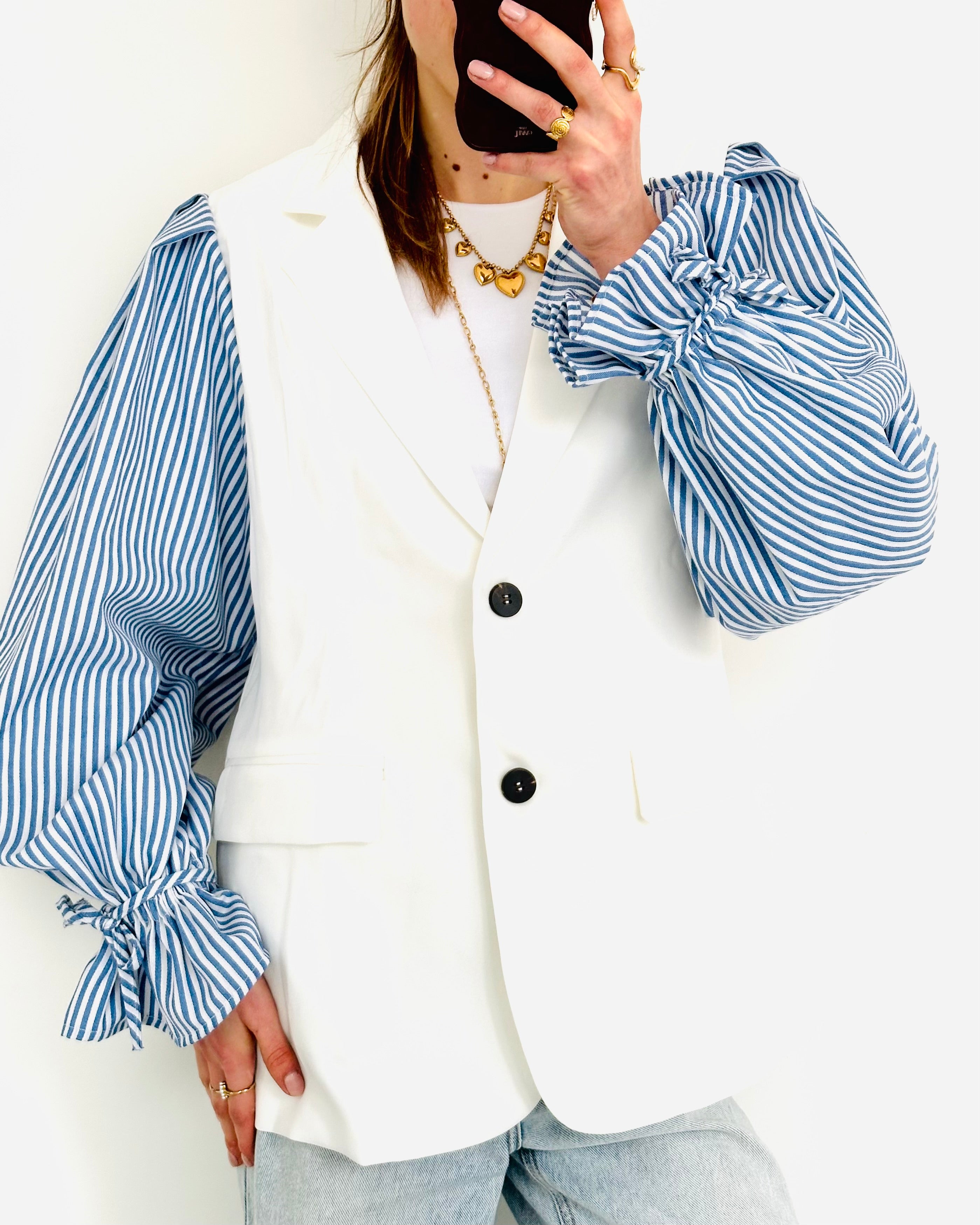 Limited stripe blazer white blue