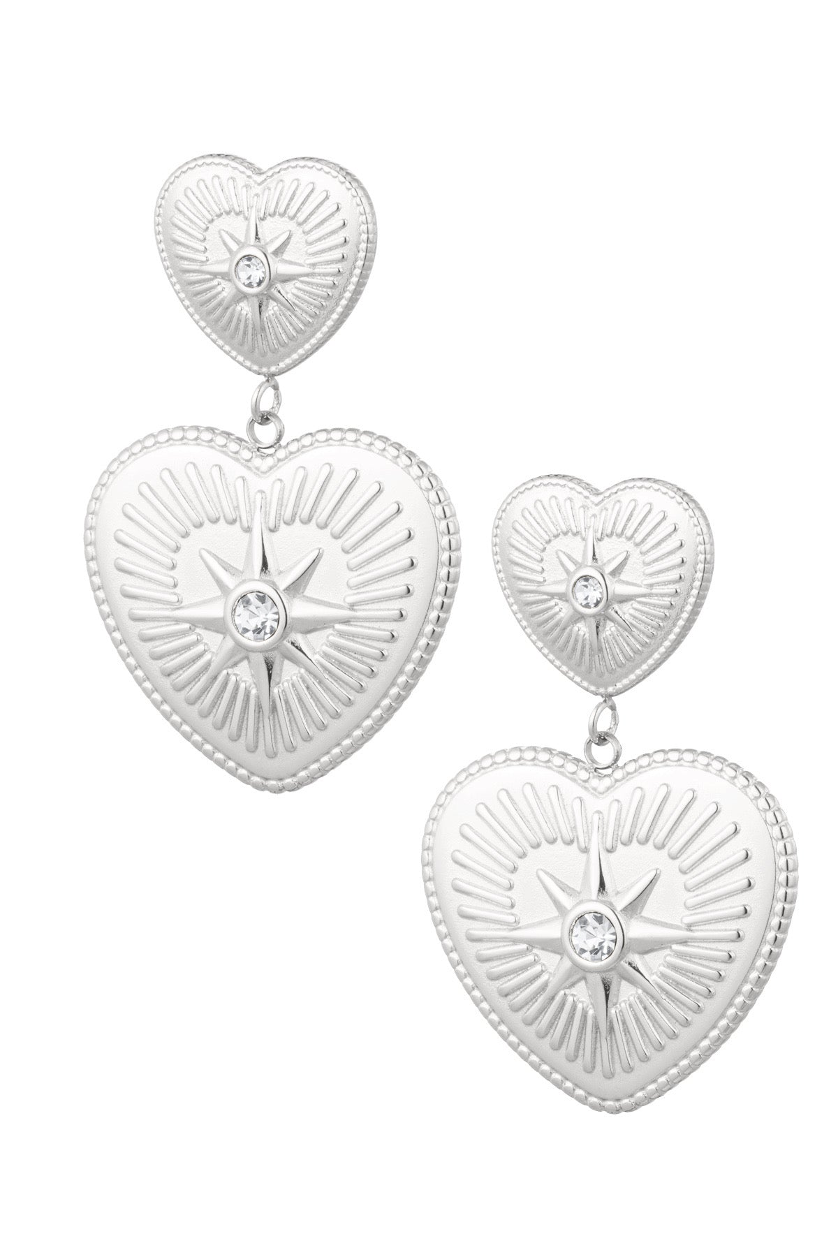 Boucles d'oreilles coeur avec pierres en argent