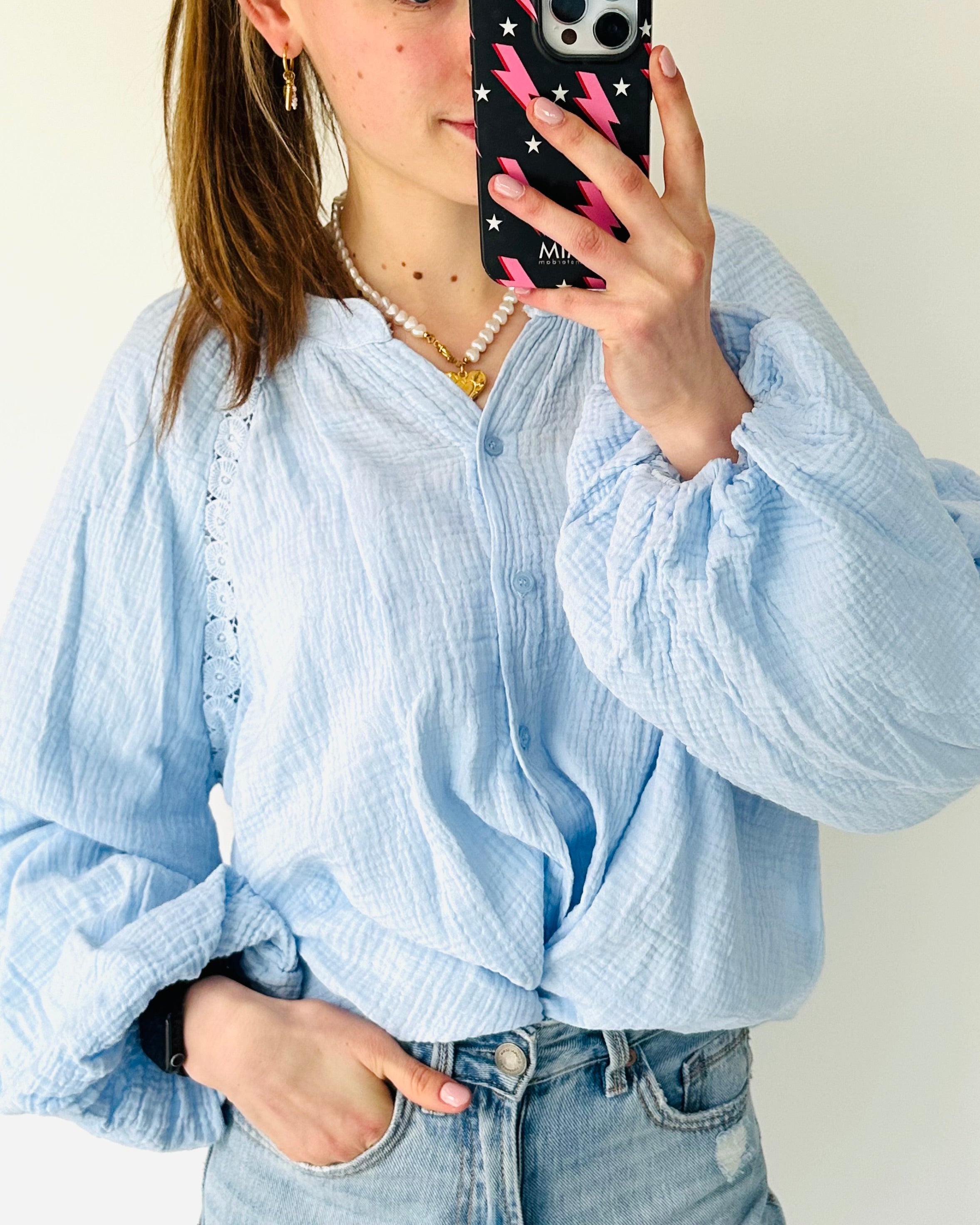 Bali blouse cotton blauw