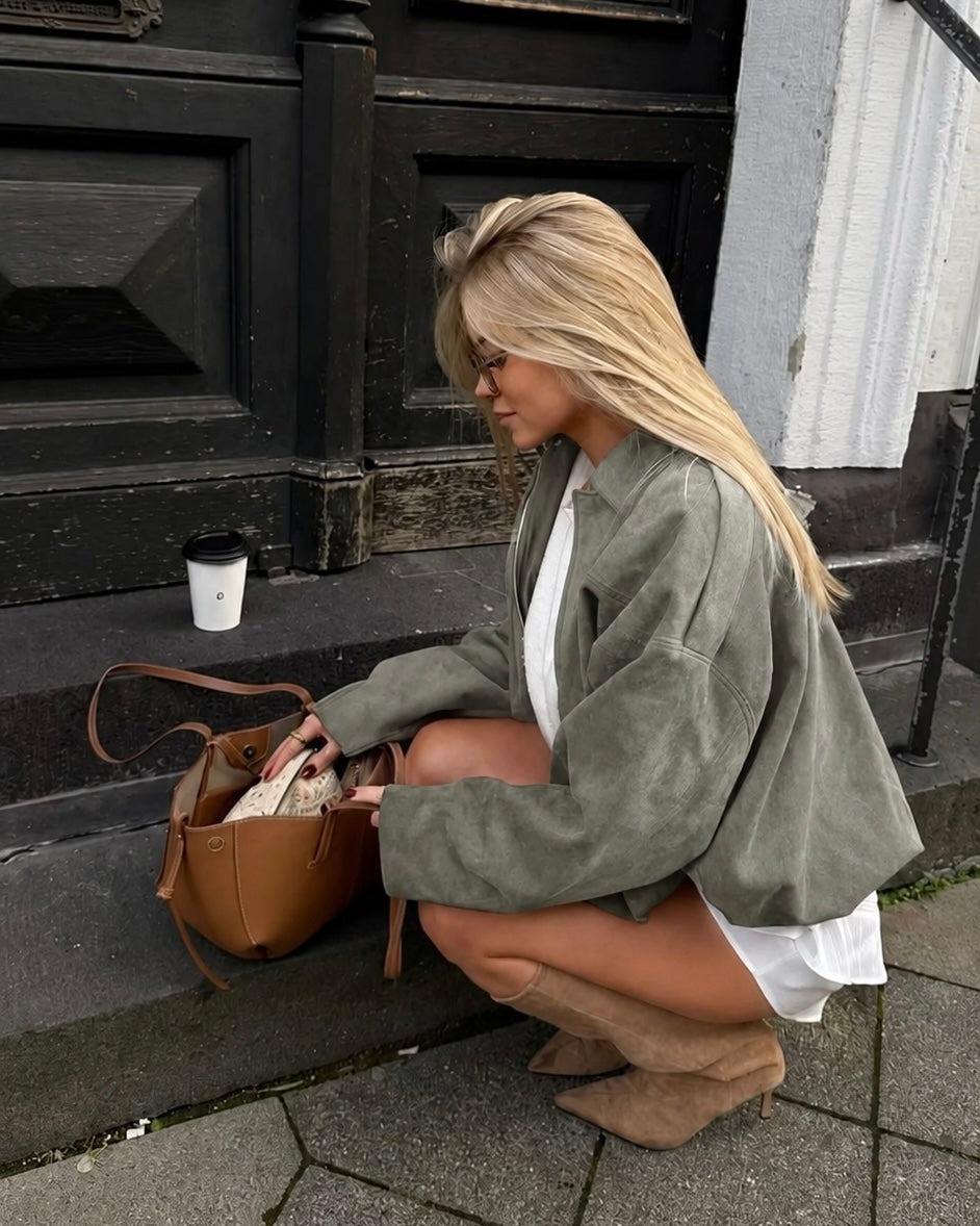 Fall jacket suède khaki
