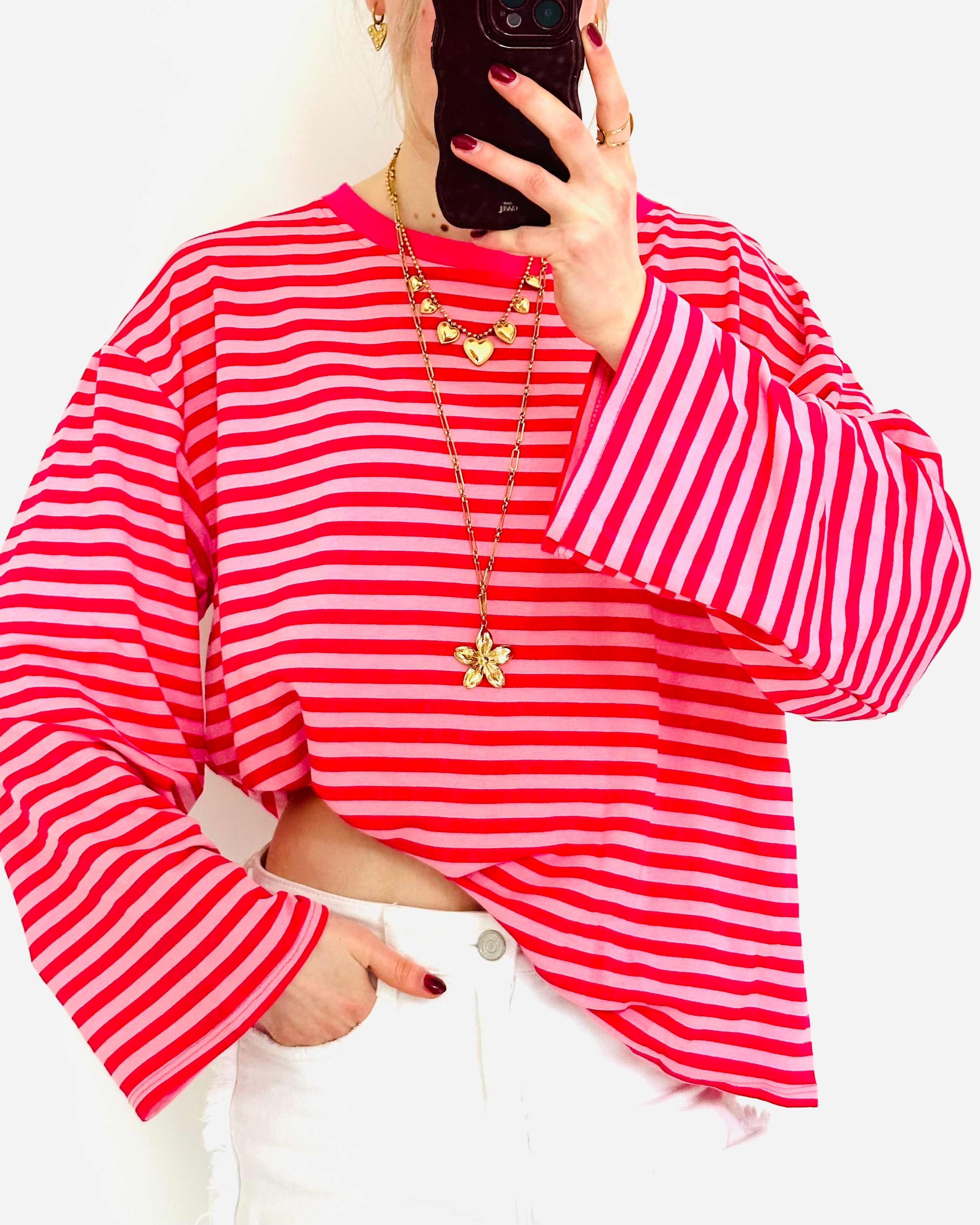 Limited Casual stripe longsleeve pink fucshia