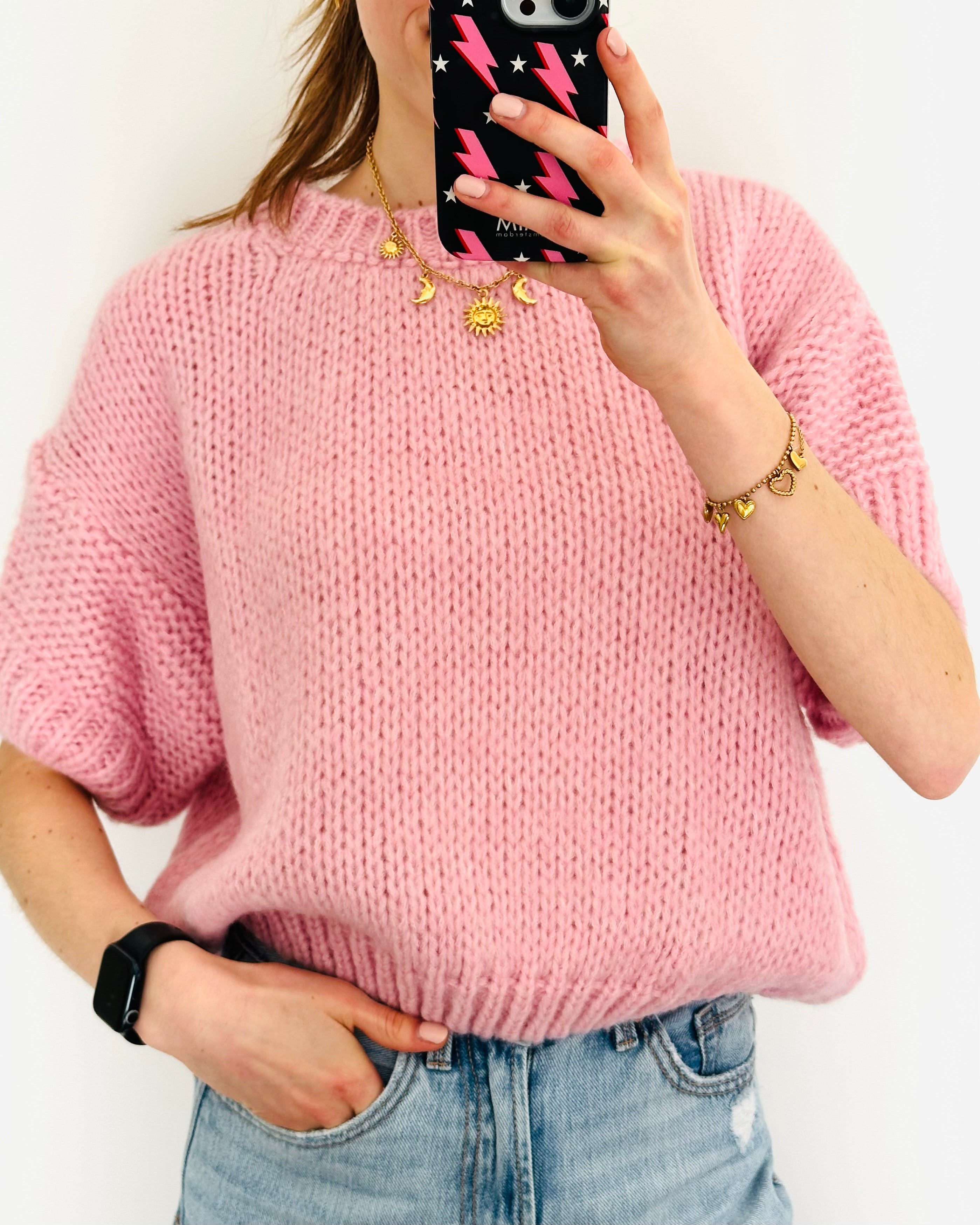 Tricot doux rose bébé
