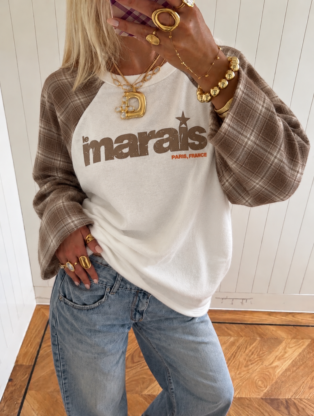 Marais Checkered Sweatshirt – Mocha